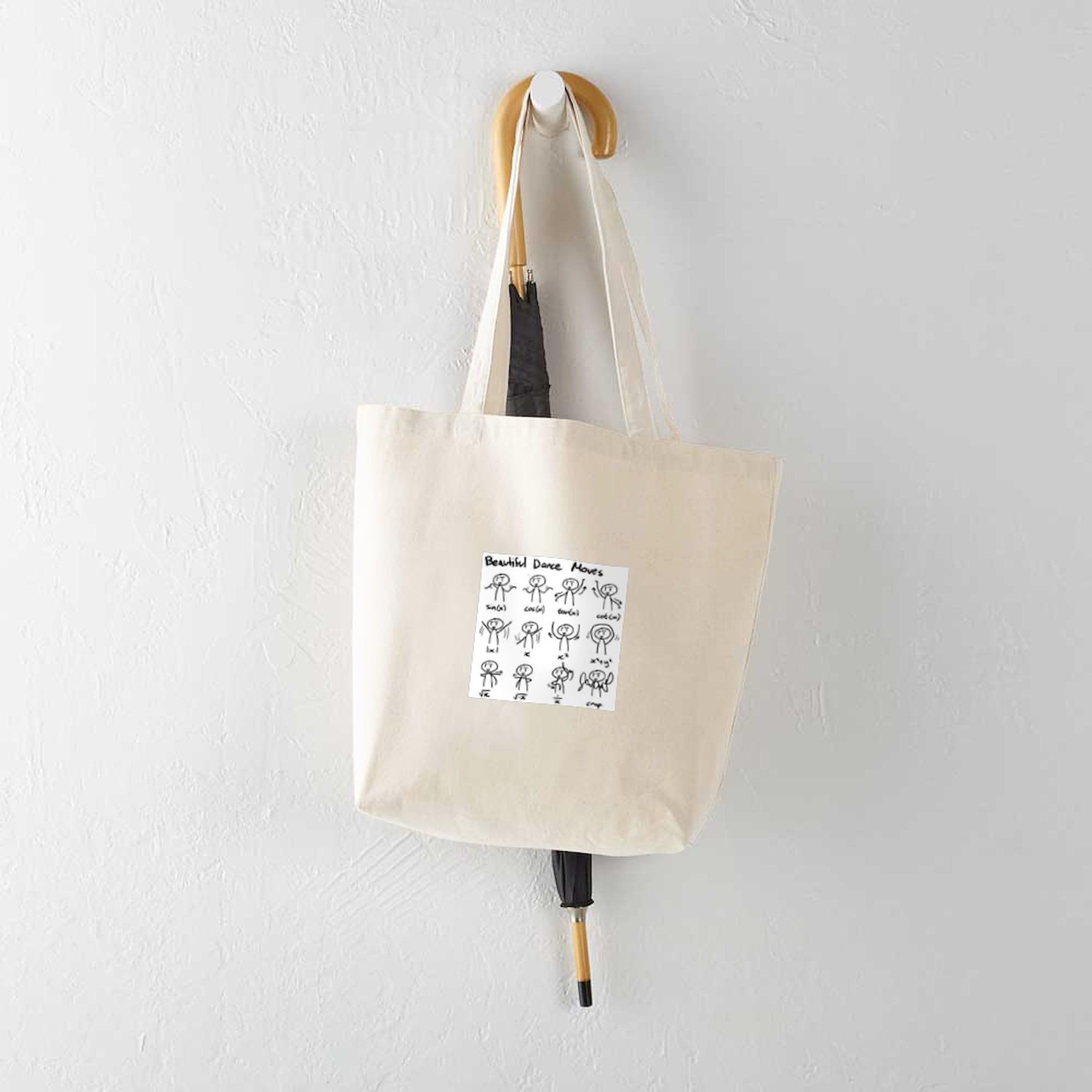 Beautiful Math Dance Moves Tote Bag - Natural Canvas Reusable Shopping Bag for School, Groceries & Beach | Funny Math Teacher Gift