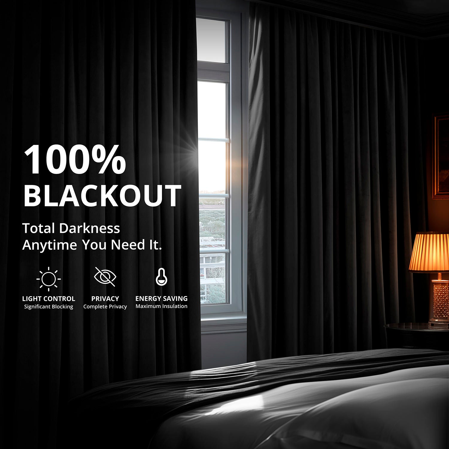 Black Signature Extra Wide Velvet Blackout Curtains for Bedroom & Living Room - Noise Reducing, Thermal Insulated Window Drapes for Better Sleep and Privacy