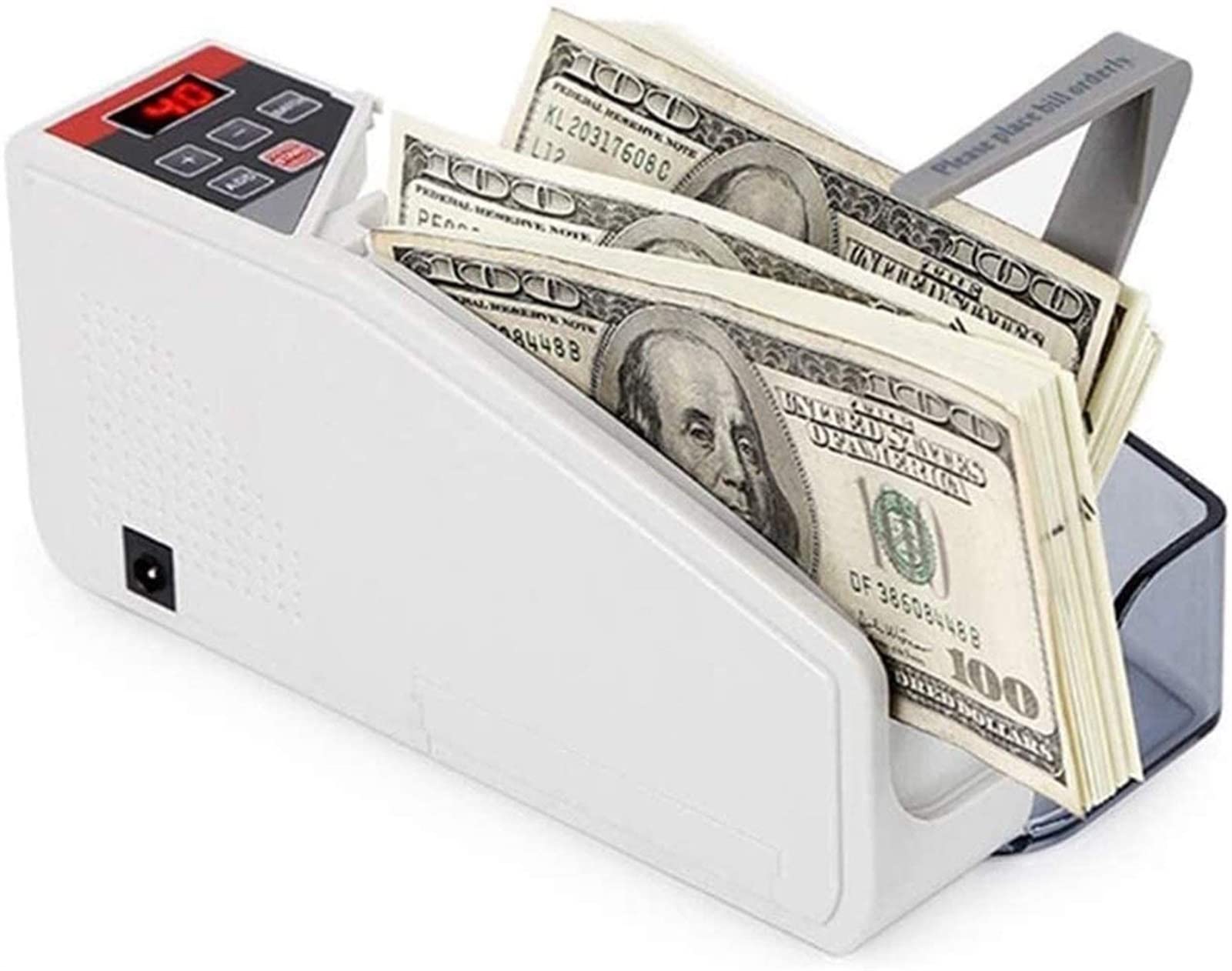 LDDYHD Portable Money Counter with Counterfeit Detection - Mini Handheld Bill Cash Banknote Currency Counting Machine (AC/Battery Powered) for Banks, Retail Stores & Home Use