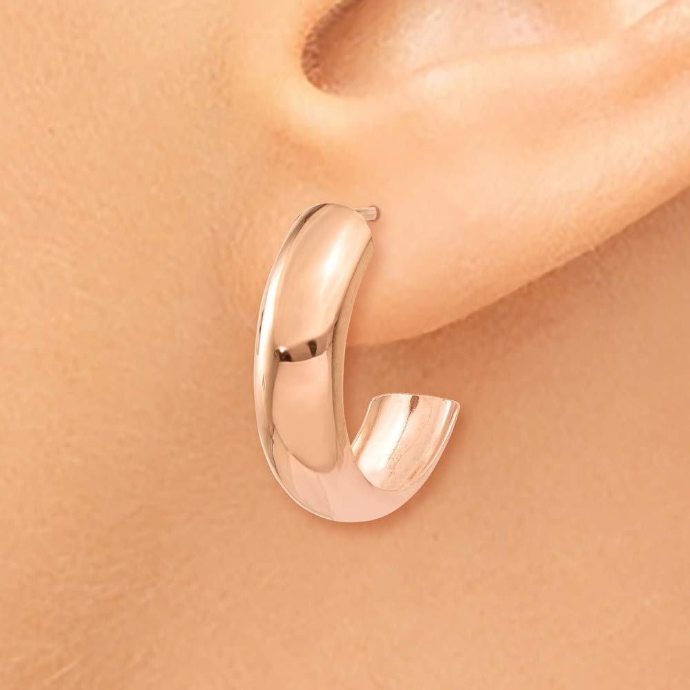 14K Rose Gold Polished Bangle Hoop Earrings for Women - 6mm Width Dainty Everyday Jewelry for Gifts, Parties & Special Occasions