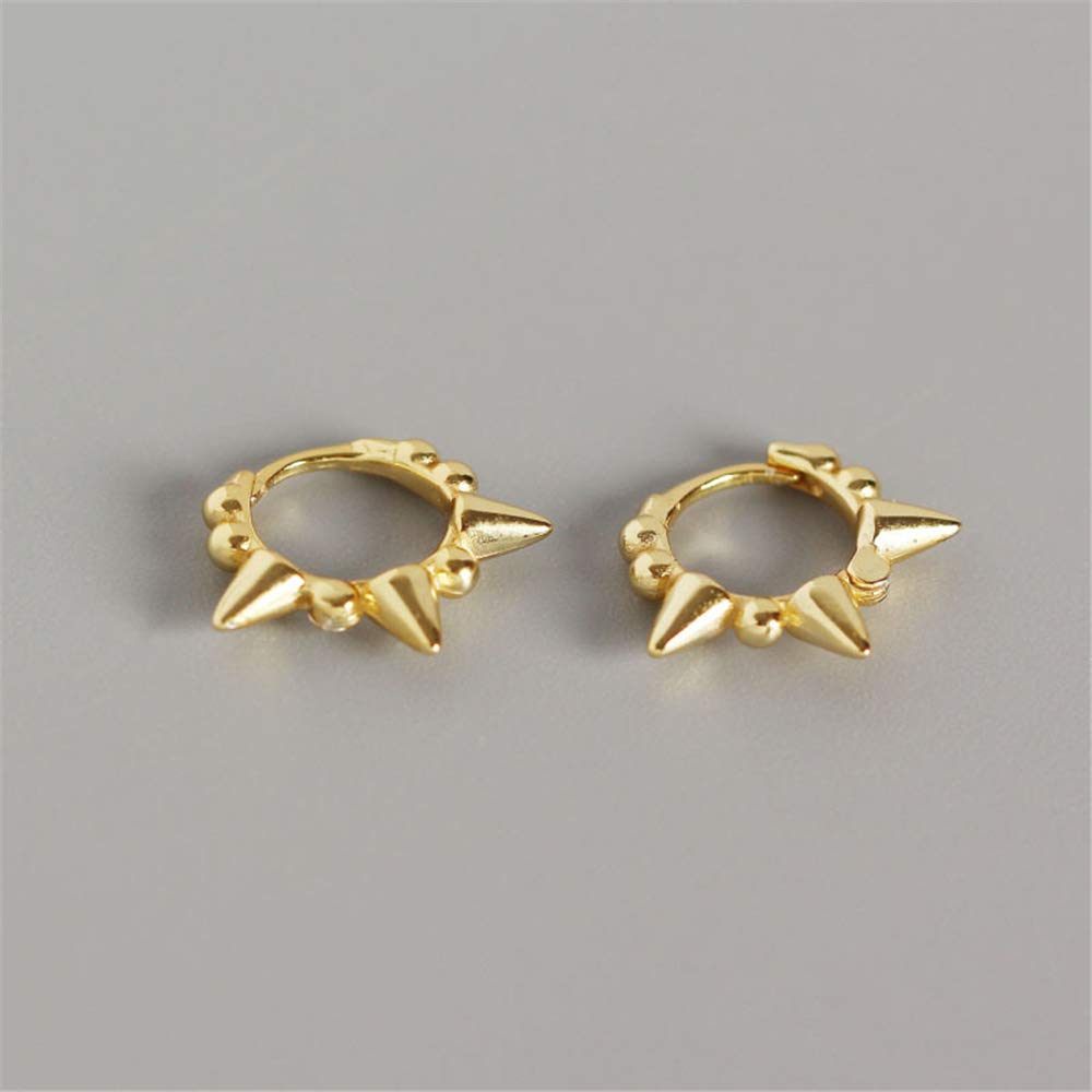 Punk Ball Bead Spikes Stud Small Hoop Earrings for Women & Teen Girls - 925 Sterling Silver Mini Dot Charms Huggie Hoops - Cuff Cartilage Stud Tragus Helix Wrap Earrings - Rock Fashion Jewelry for Parties, Concerts & Daily Wear
