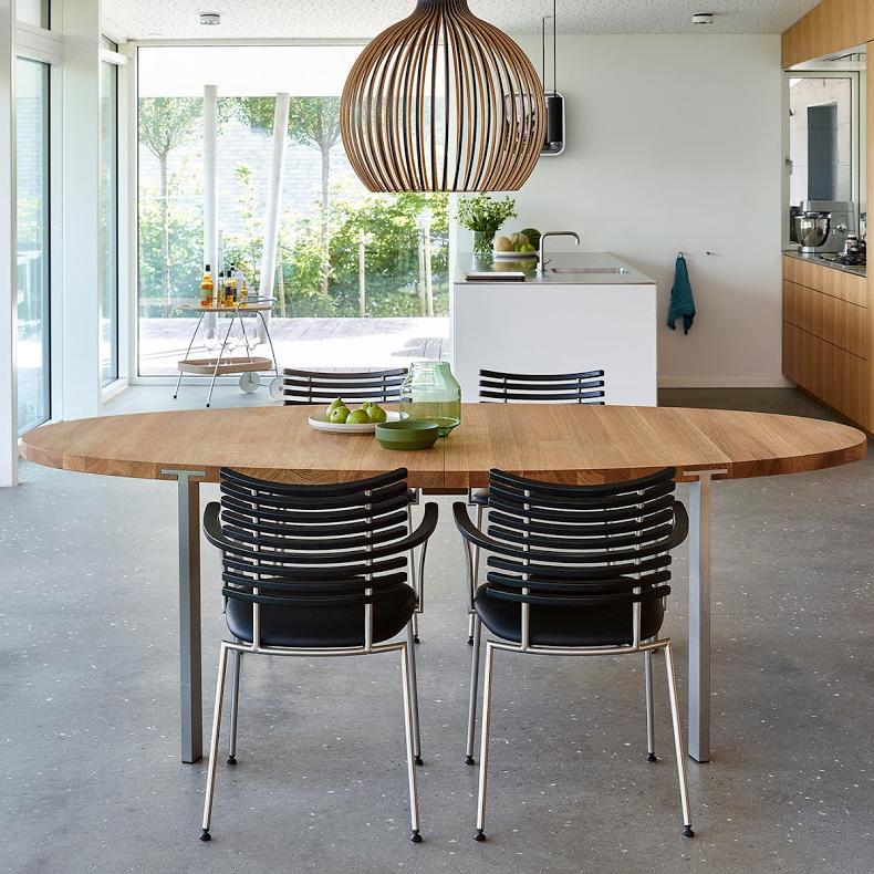GM2100 Oval Extension Table - Expandable Dining Table for 6-8 People - Perfect for Family Gatherings & Dinner Parties