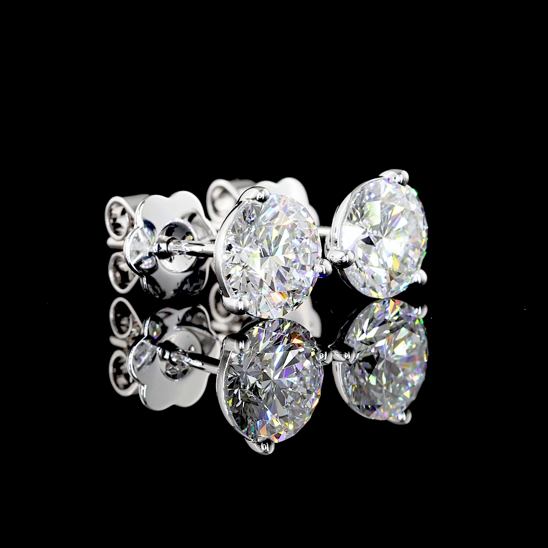2.47 Carat Lab Grown Round E VVS2 Diamond 14K White Gold Martini Stud Earrings for Women - Perfect for Weddings, Anniversaries & Special Occasions