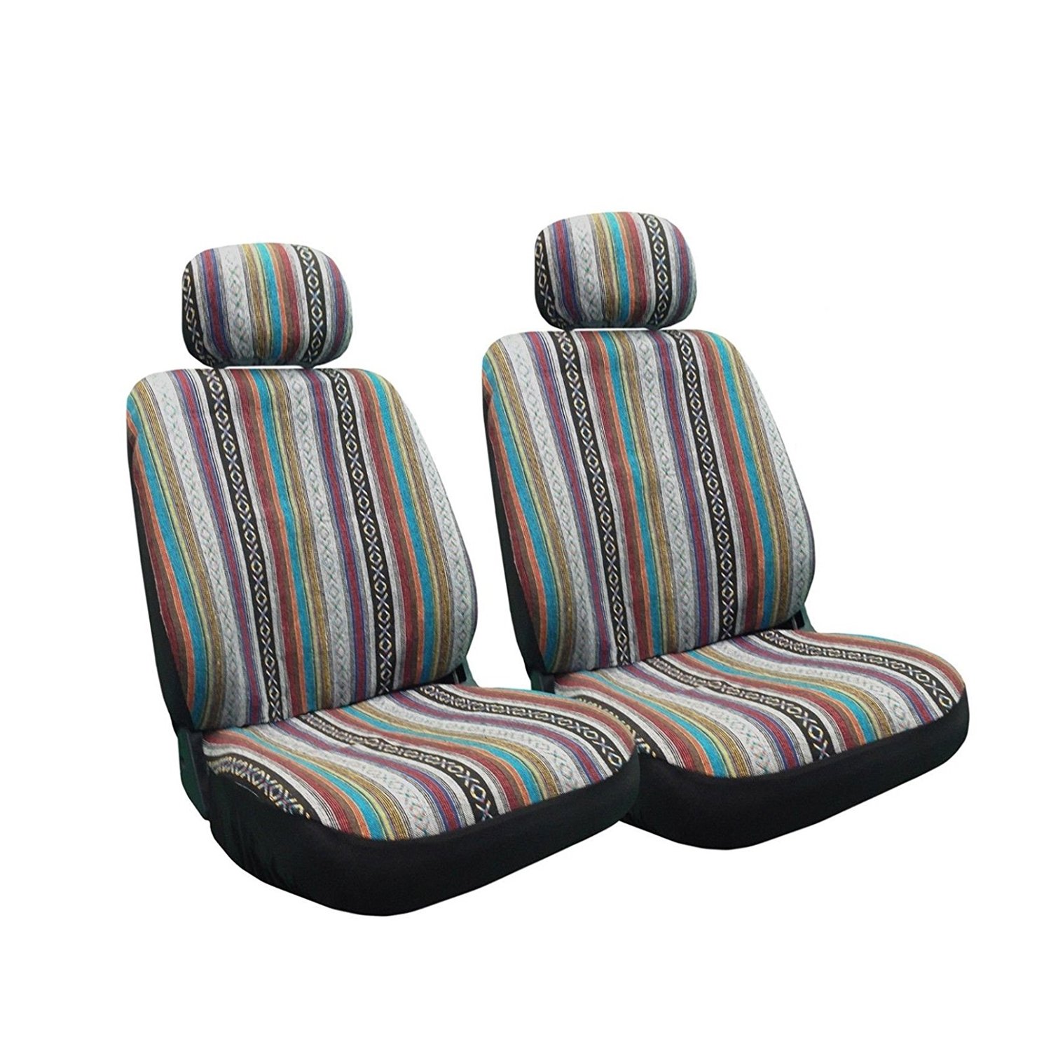 Universal Baja Front Low Back Seat Covers with Steering Wheel Cover 14.5