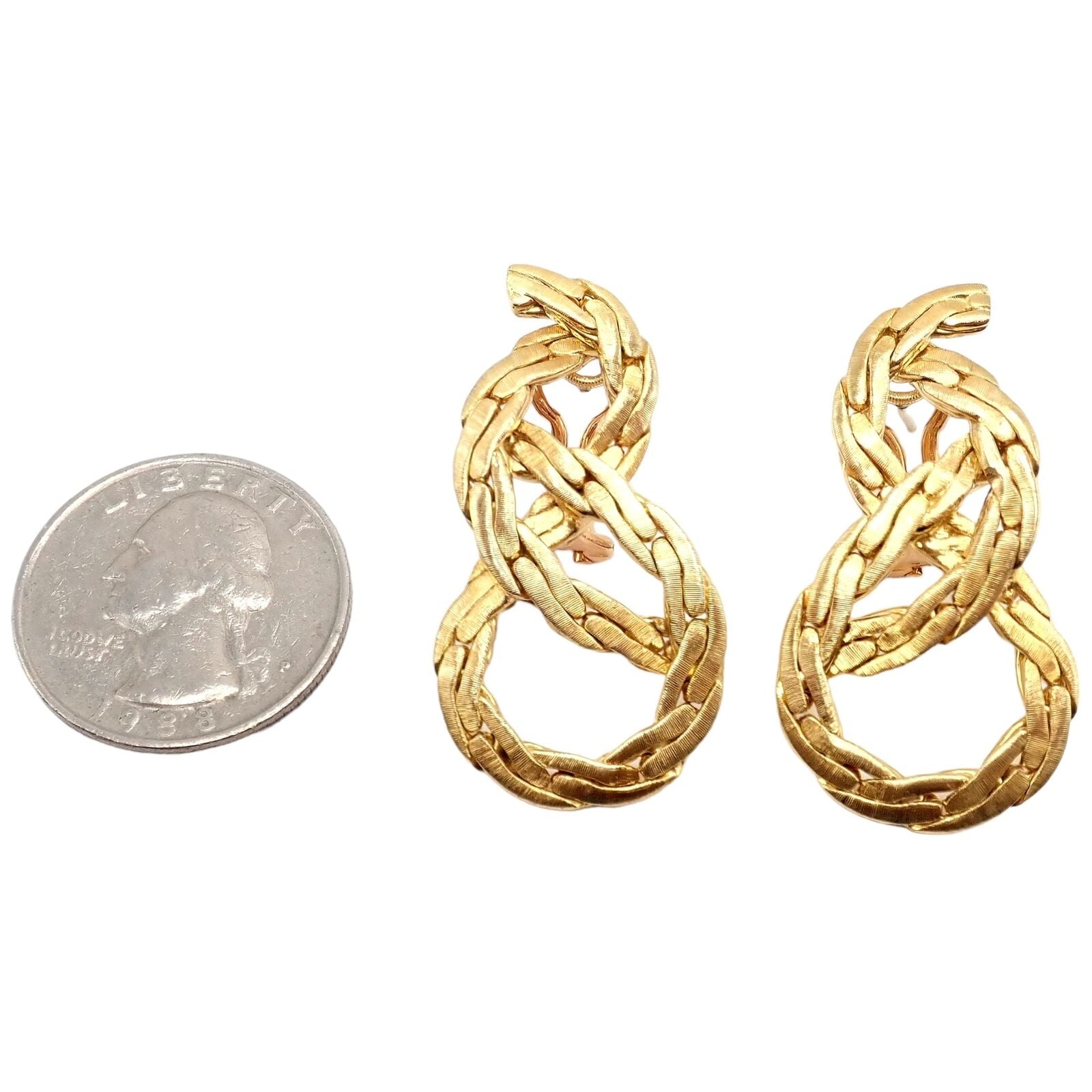 Authentic Vintage Buccellati 18K Yellow Gold Knot Rope Coil Earrings - Luxury Italian Jewelry for Women, Perfect for Weddings, Parties & Special Occasions