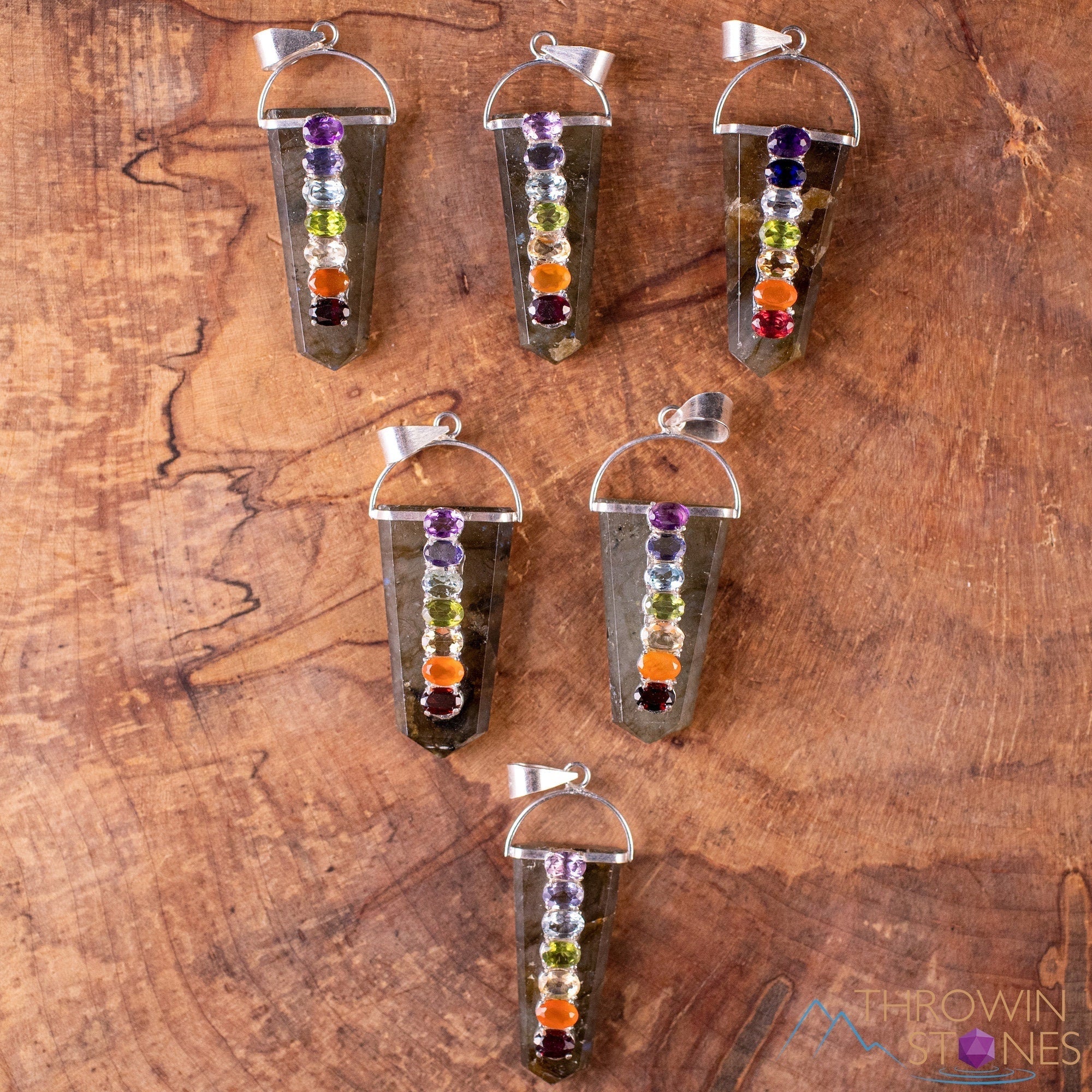 Handmade Chakra Crystal Pendant Necklace for Women - Labradorite or Fluorite Stone with Crystal Points | Spiritual Healing Jewelry | Perfect for Meditation, Yoga & Energy Balancing