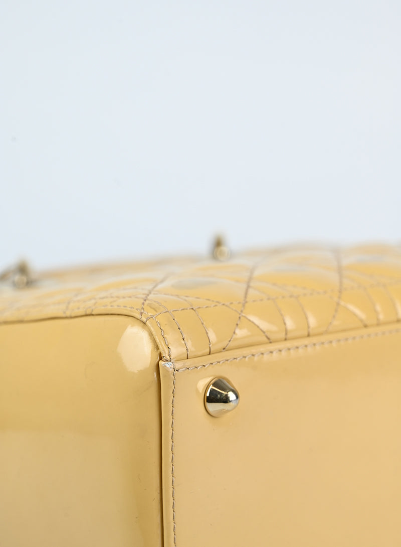 Dior Lady Dior Large Glossy Beige Leather Handbag - Luxury Designer Tote for Women, Perfect for Office, Party & Evening Events