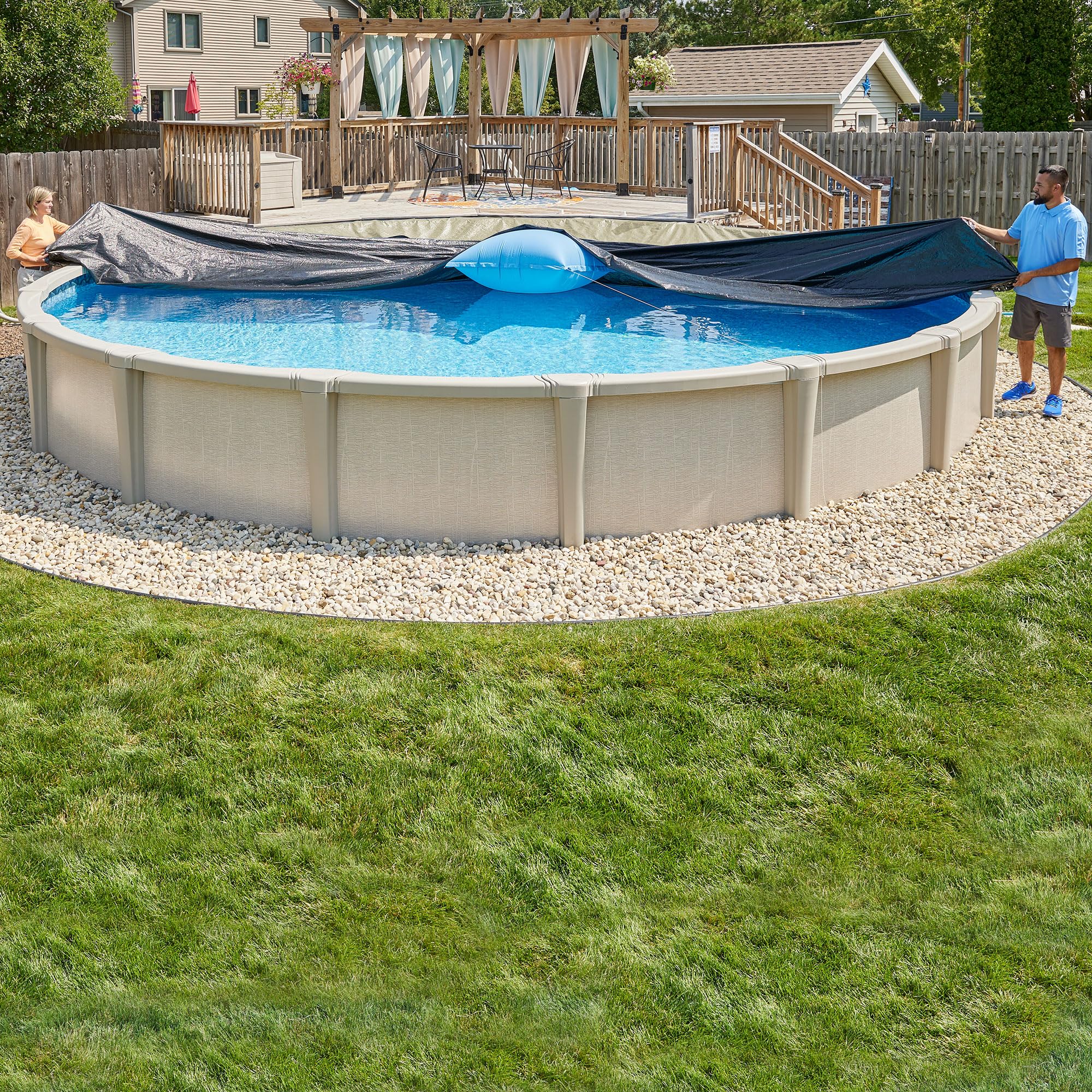 Doheny’s Heavy-Duty Winter Pool Covers for Above Ground Pools | 12' x 24' Oval Solid Super Tan | Tear-Resistant Commercial-Grade Material | Affordable Protection for Winter Season | Perfect for Snow, Leaves & Debris Protection