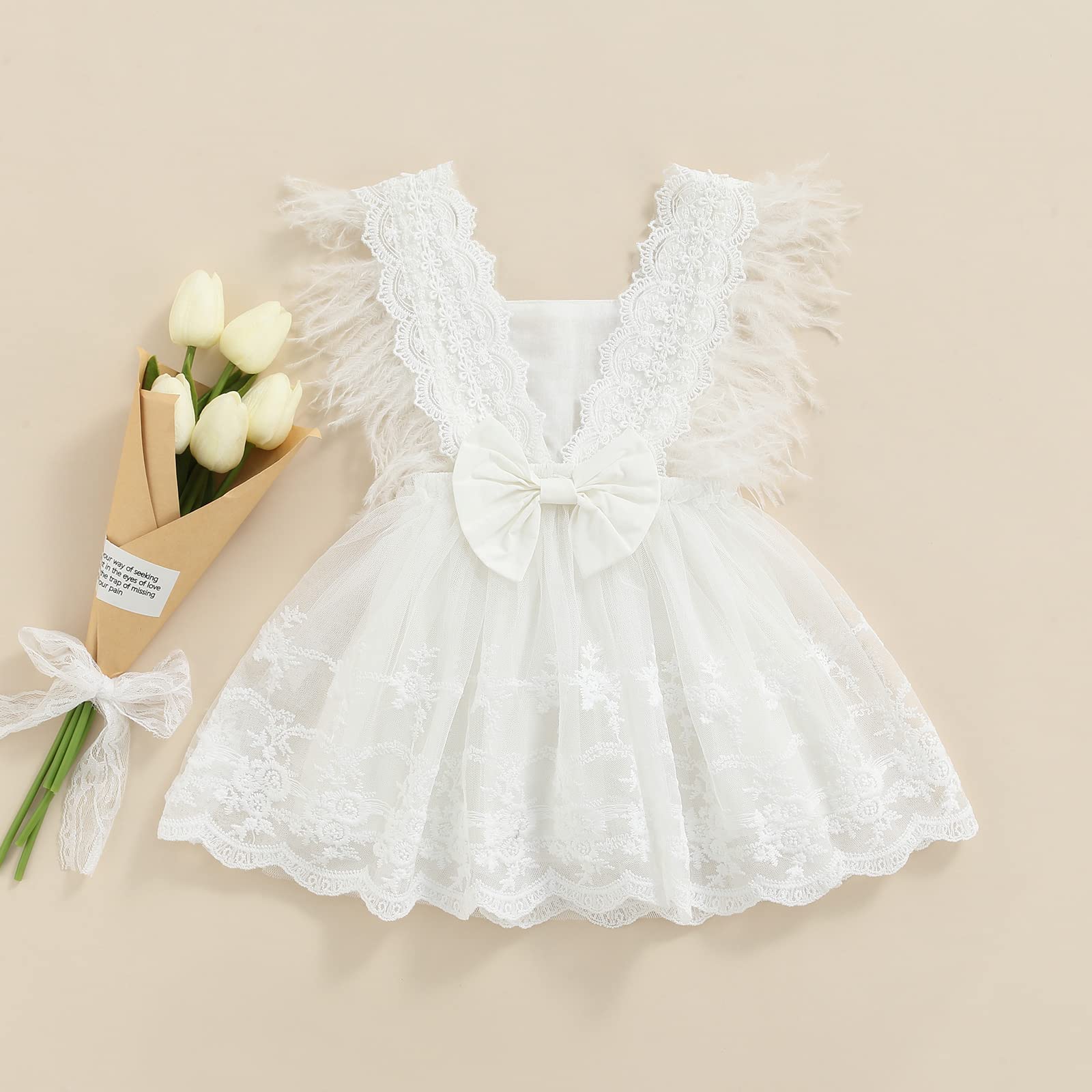 CIYCUIT Baby Girl Lace Romper - Boho Style Newborn Photography Outfits | Perfect for Photo Shoots, Baptism, First Birthday & Special Occasions