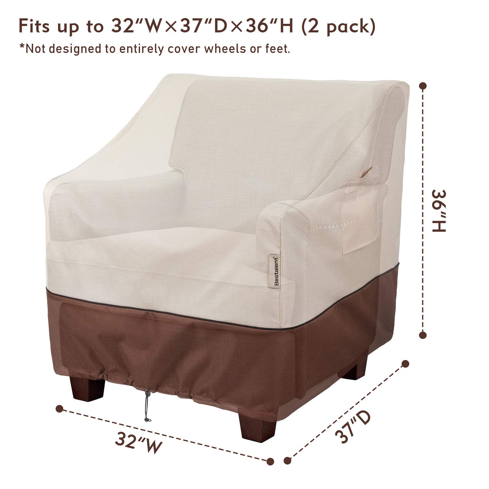 Waterproof Patio Chair Covers Outdoor Furniture Protectors (2-Pack) - Fits Chairs up to 32