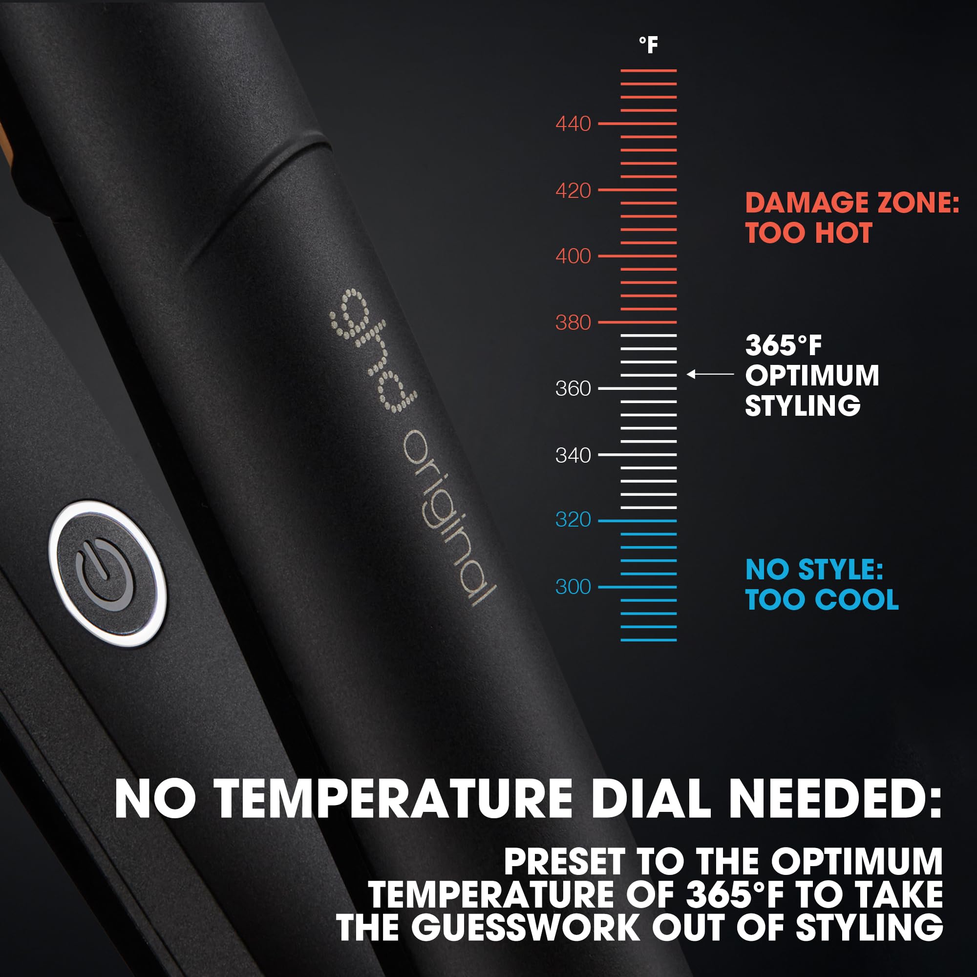 ghd Original Styler - 1 Inch Professional Flat Iron Hair Straightener with Ceramic Heat Technology | Salon-Quality Styling at Optimal Temperature | Prevents Heat Damage | Perfect for Home Use, Travel & Salon Styling