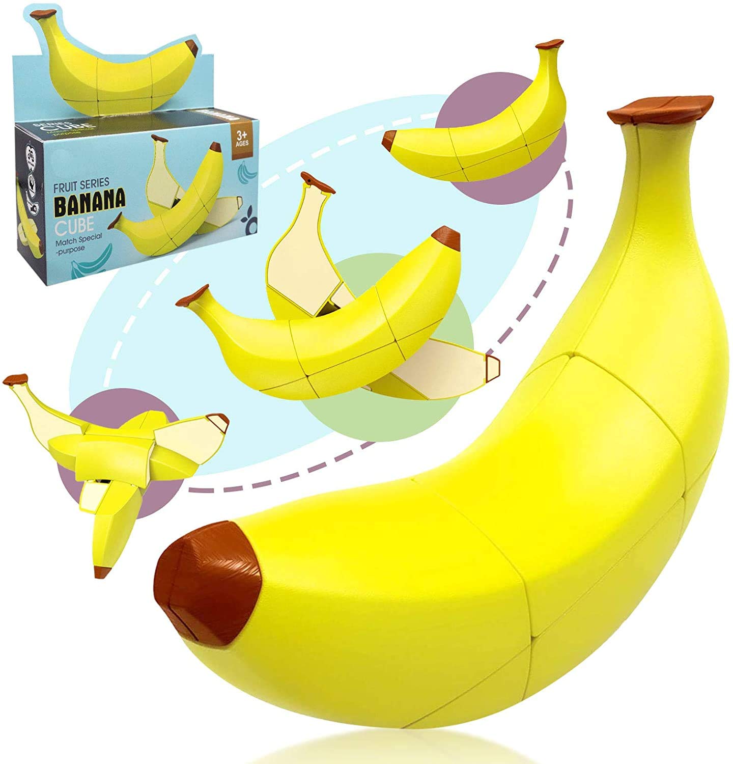 Toyshine 3x3 Magic Speed Cube - Banana Shaped Stress Relief Puzzle Toy for Adults & Kids | Educational Brain Teaser Game for Boys & Girls Ages 3+ | Perfect for Office, Travel & Family Game Night