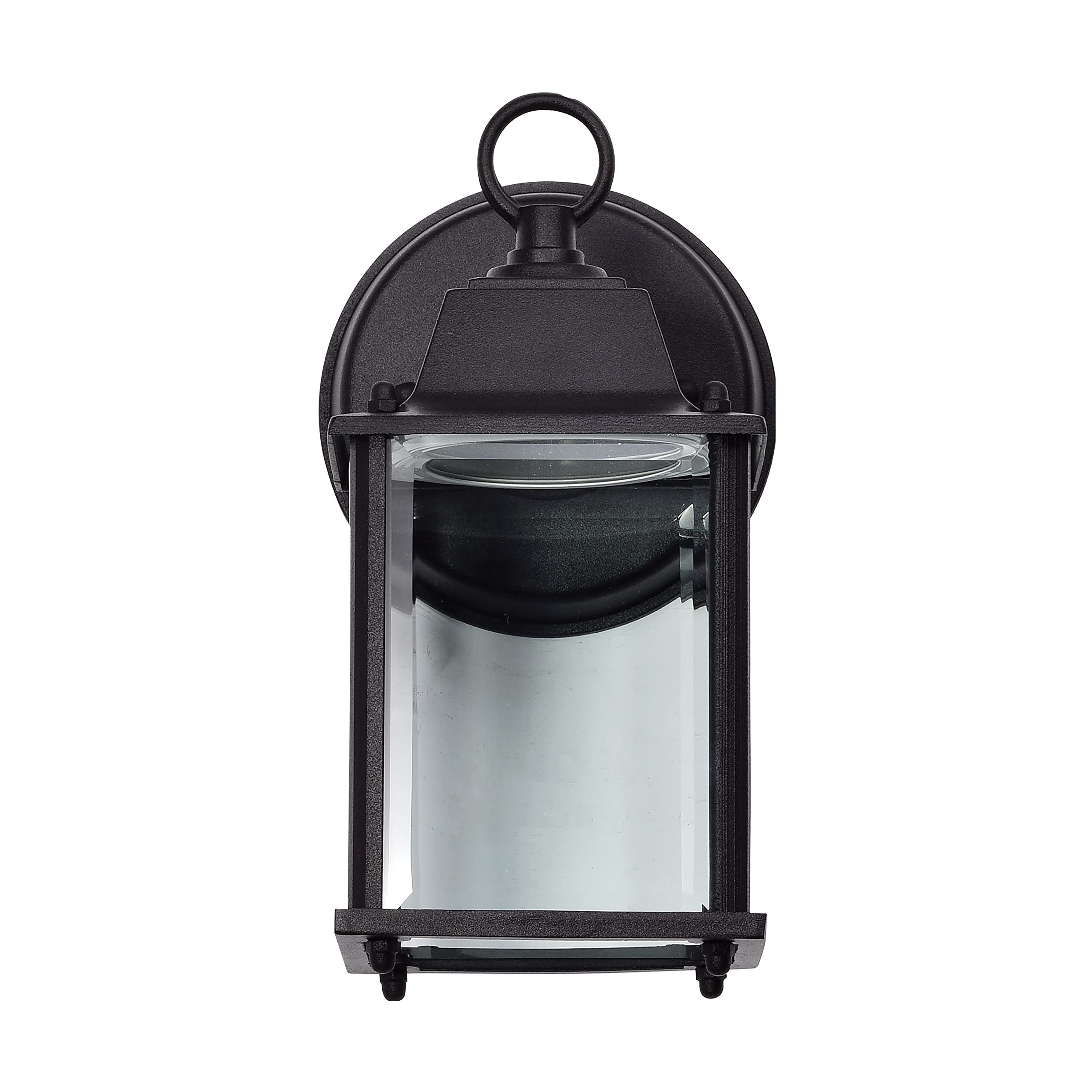 Satco 62-1571 8W 3000K Warm White LED Cube Lantern - Black Finish with Clear Beveled Glass (8 Pack) - Outdoor Wall Lighting for Patio, Garden, Porch, and Home Decor