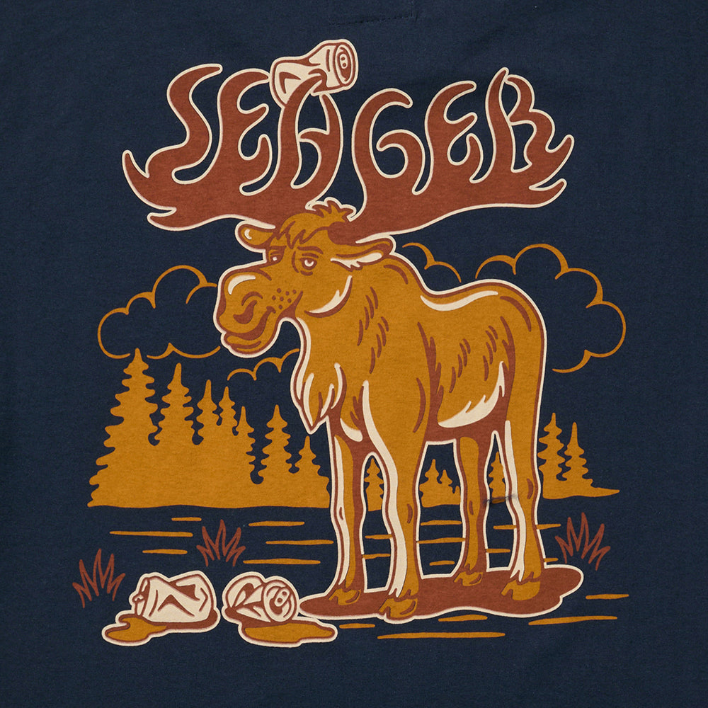 Seager Tipsy Moose Graphic T-Shirt for Men - Comfortable Cotton Casual Tee for Outdoor Activities & Daily Wear