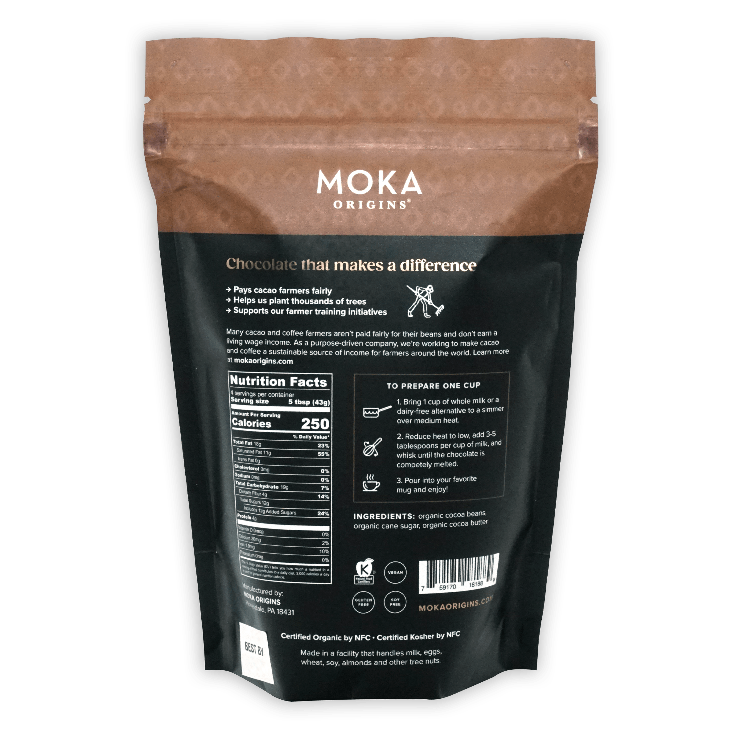 Premium 72% Dark Moka Drinking Chocolate - Rich & Smooth Cocoa Beverage for Coffee Lovers, Perfect for Morning Brews & Cozy Evenings
