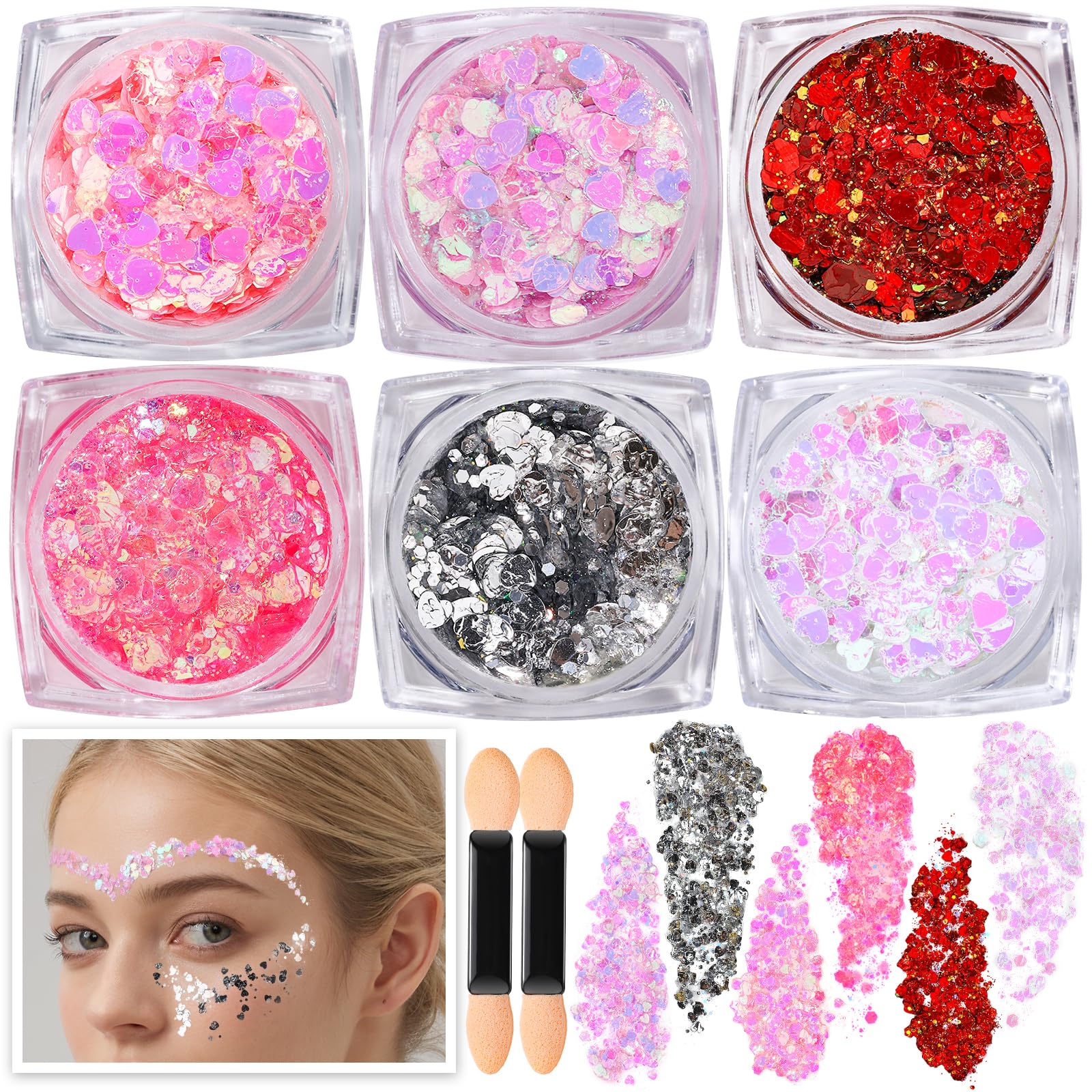 Teenitor Body Glitter Gel - 6 Vibrant Colors for Face & Body | Shimmer Makeup for Concerts, Festivals & Rave Parties | Perfect for Women's Party Accessories & Cosplay Looks