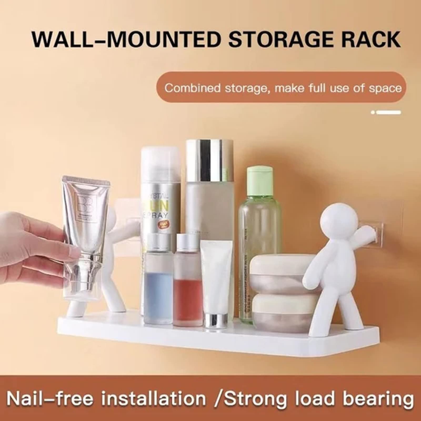 2022 Punching-Free Wall Mounted Storage Shelf - Kitchen & Bathroom Organizer, Floating Shelves for Bathroom, Toilet, Living Room - Easy Installation, Space Saving (1 PCS, Grey) - Perfect for Small Spaces, Home Decor & Organization