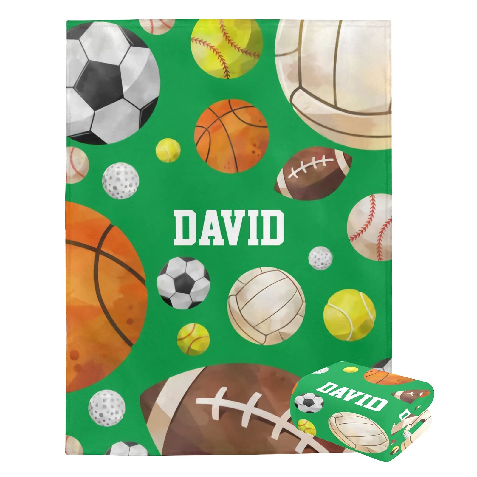 Personalized Baby Blanket with Name - Custom Basketball Baseball Rugby Soccer Blanket for Boys & Girls - Super Soft Newborn Blanket - Perfect Baby Shower Gift & Nursery Decor - Ideal for Playtime, Naptime and Photo Props