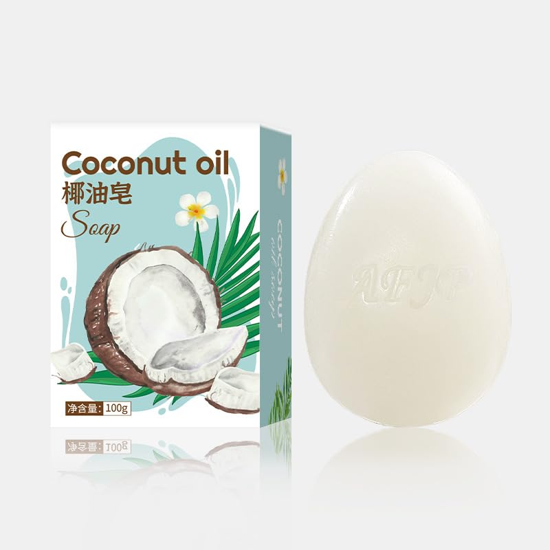 Natural Coconut Oil Soap Bar - Lye-Free, 100% Pure Coconut & Olive Oil Blend, 3.5oz/100g (4-Pack) - Gentle Cleansing for Face, Body & Sensitive Skin, Vegan & Eco-Friendly