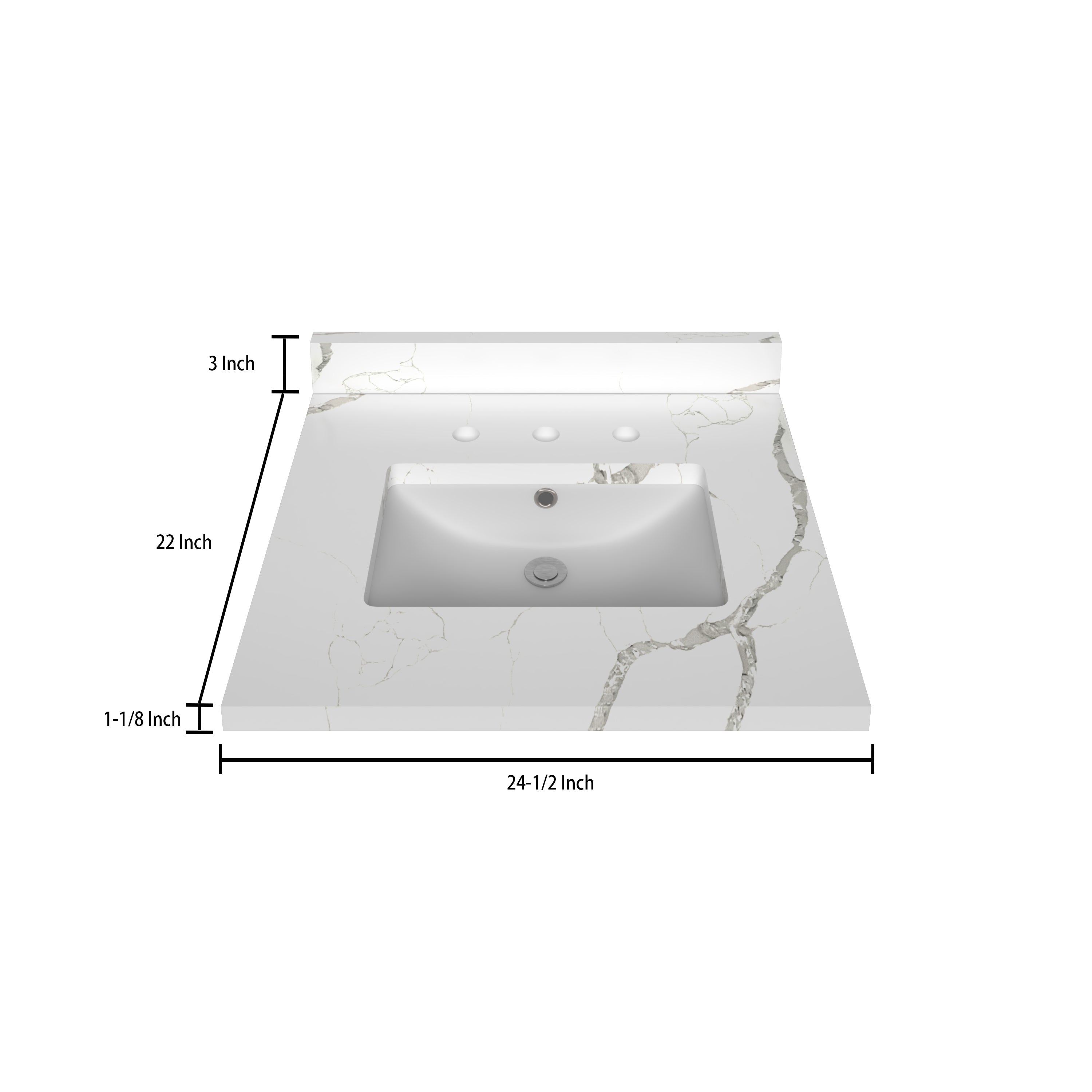 Premium Calacatta White Quartz Countertop - 24.5