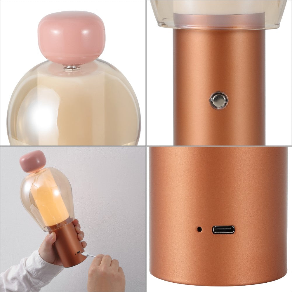 Evonne 10.75 Inch Modern Glam Rechargeable LED Table Lamp - Cordless, Dimmable with Touch Sensor, Perfect for Bedroom Nightstand, Living Room Decor & Office Lighting