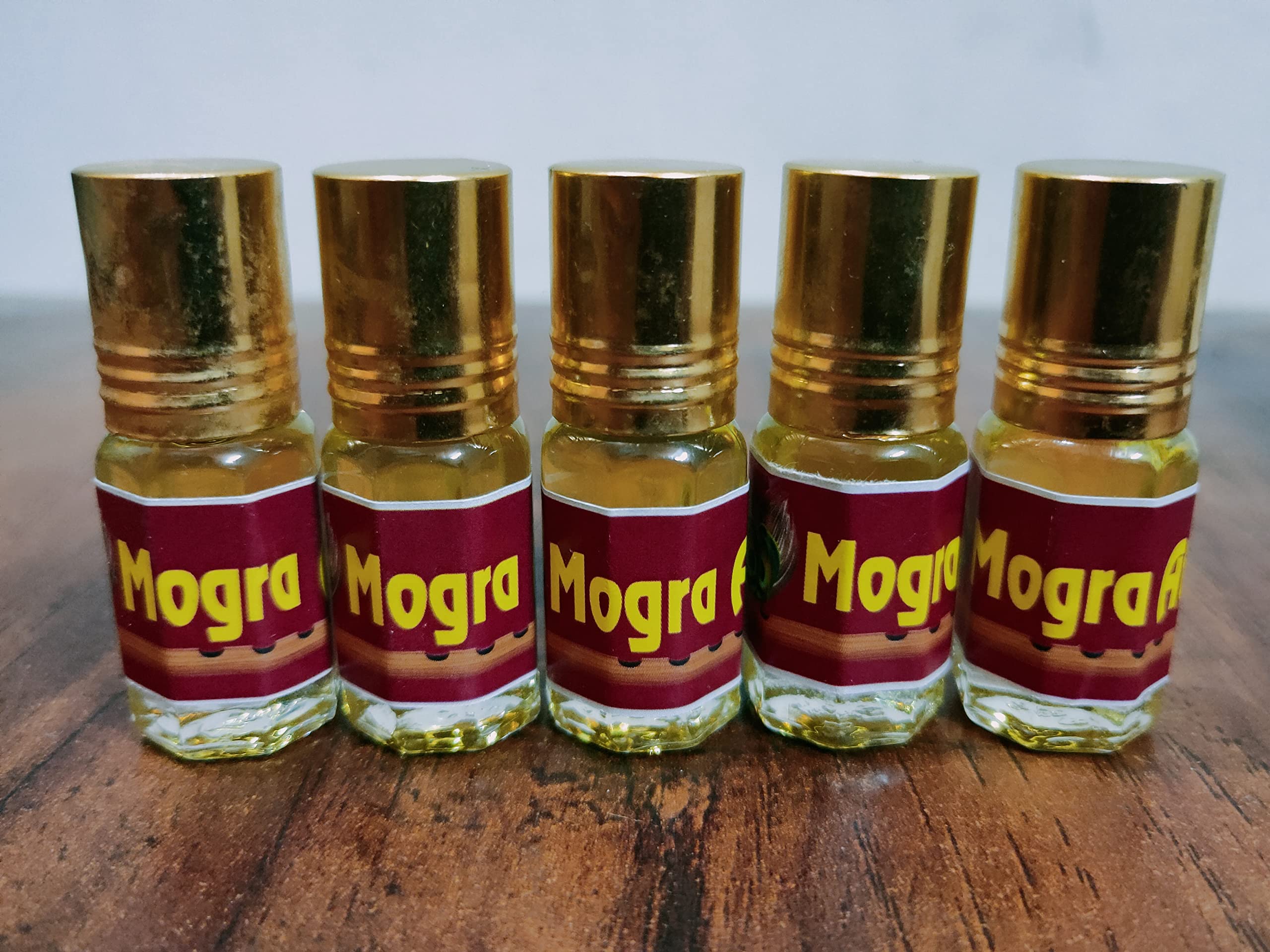 Kah Attar Mogra Attar Long Lasting Fragrance Oil - 5 Bottles of 3ml (Combo Set for Men & Women) | Premium Original Scent for Daily Wear, Special Occasions & Gift Giving