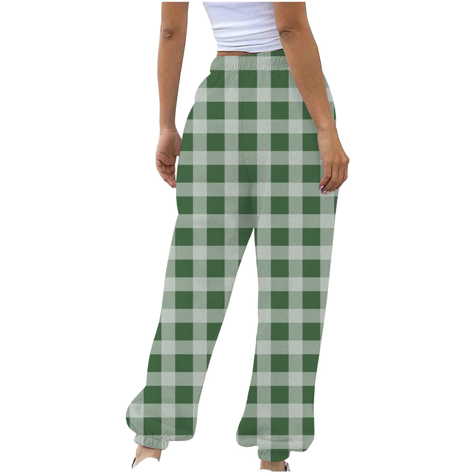 Trendy Checkered Women's Baggy Pants - Plus Size Lounge Sweatpants for Casual & Active Wear