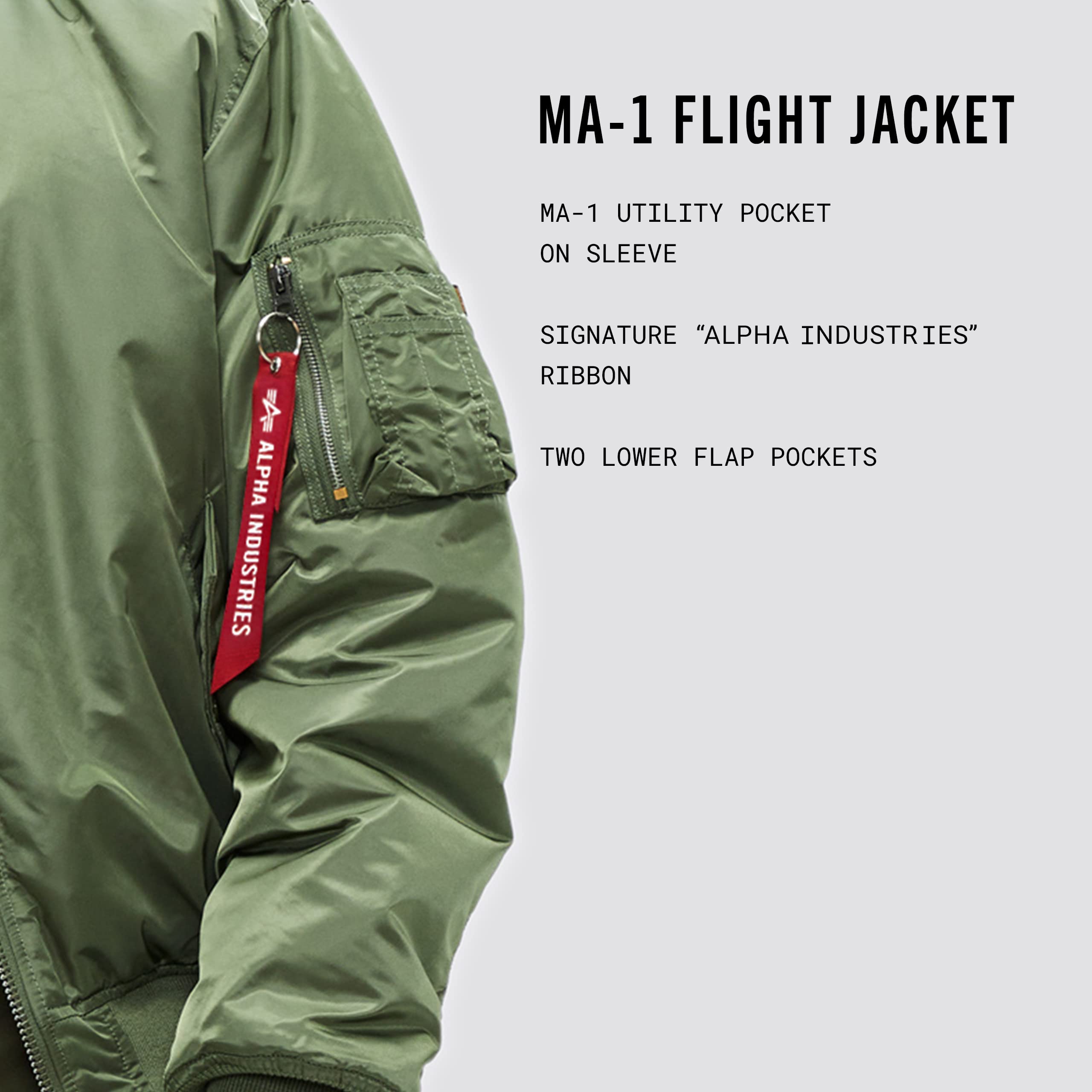 Alpha Industries MA-1 Bomber Flight Jacket - Men's Military Pilot Jacket for Aviation & Streetwear Fashion | Perfect for Cold Weather, Outdoor Adventures & Urban Style