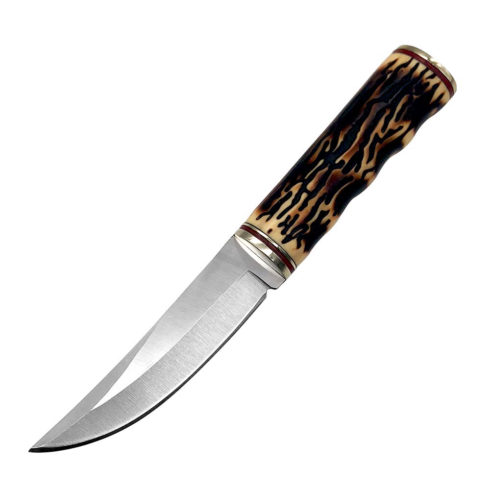 Fixed Blade Tactical Knife with Nylon Sheath - Cold Steel Hunting Knife with Smooth Imitation Bone Handle - Perfect for Camping, Survival & Outdoor Adventures (BLADE 1)