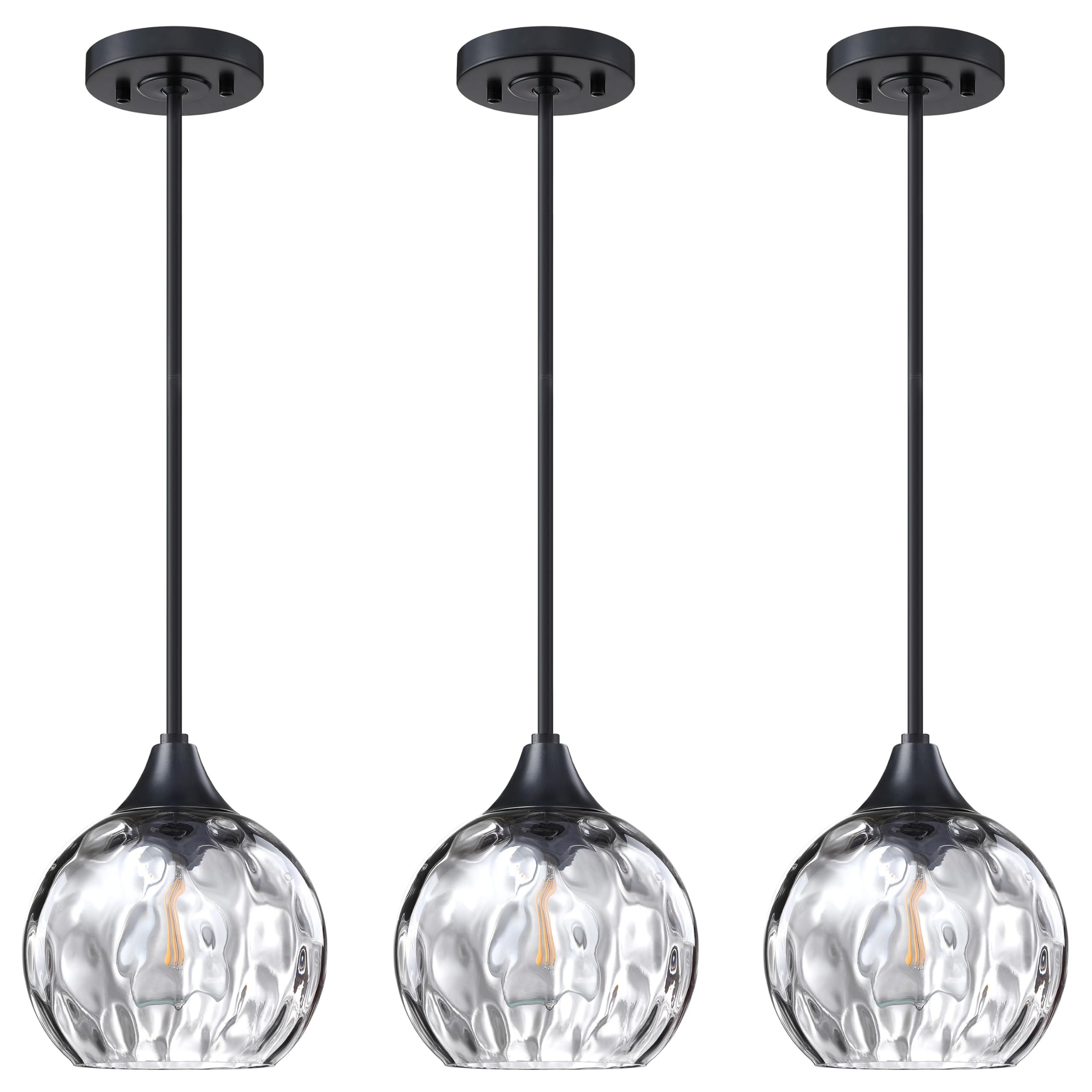 3 Pack Black Modern Farmhouse Pendant Lights - 6.3