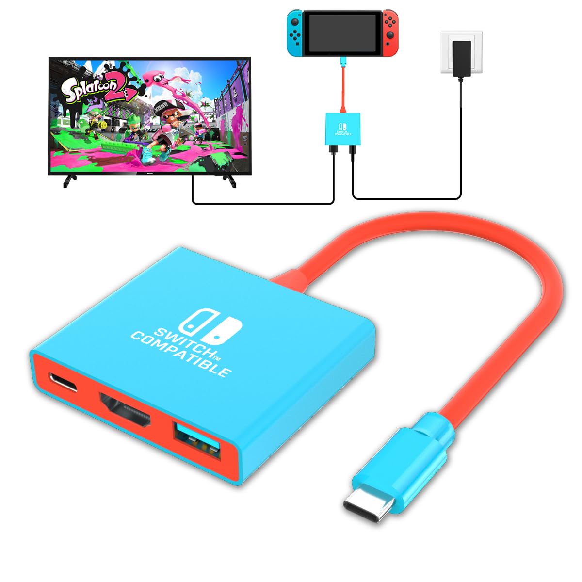 Portable Nintendo Switch TV Adapter - 4K/60Hz HDMI Dock for Switch/OLED/Steam Deck | Travel-Friendly Switch Docking Station | Perfect for Gaming on TV, Travel & Home Entertainment