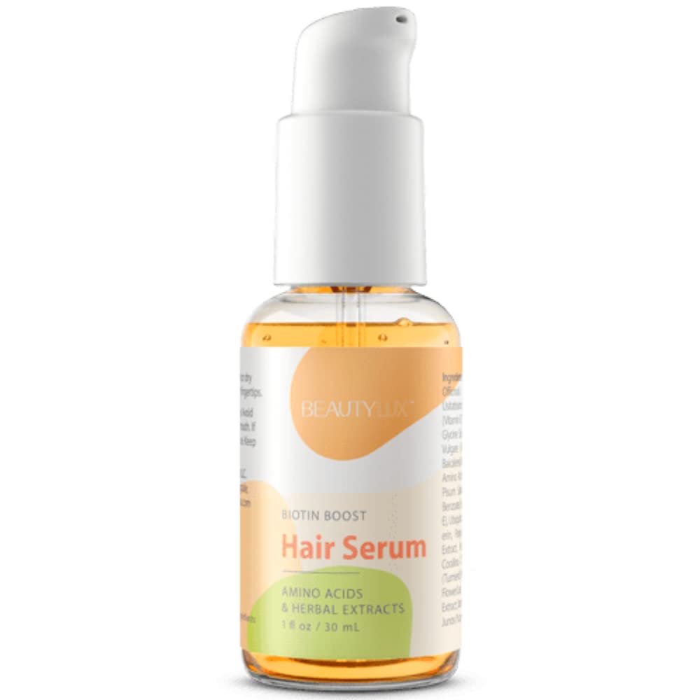 Biotin Hair Growth Serum with Vitamin E & Herbal Extracts - Strengthens & Adds Shine to Fine, Dry, Dull Hair - 1 oz Bottle - Perfect for Daily Hair Care Routine & Scalp Nourishment