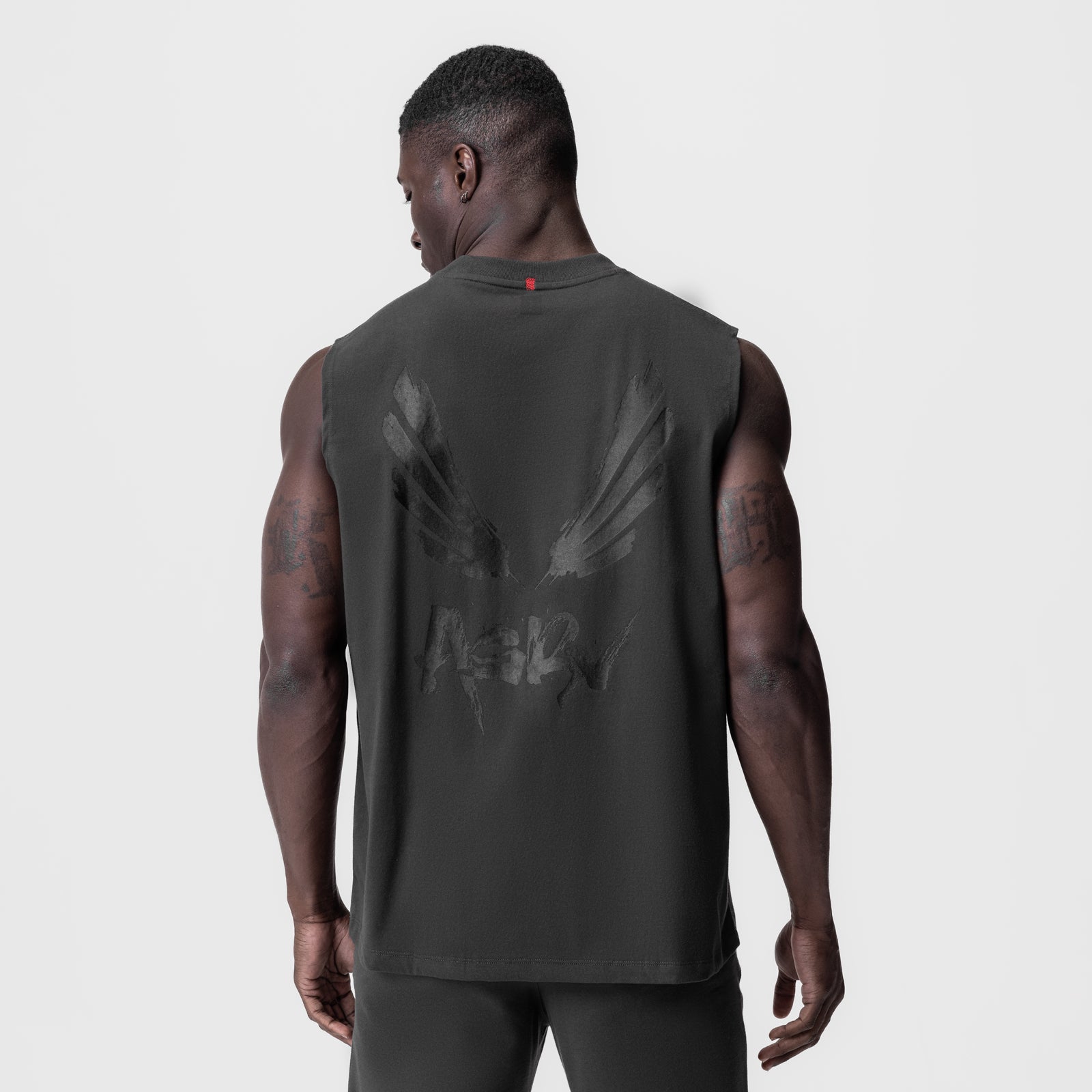 ASRV Tech Essential™ Relaxed Cutoff Shorts - Space Grey/Black Brush Wings - Men's Athletic Workout Shorts for Running, Gym & Casual Wear