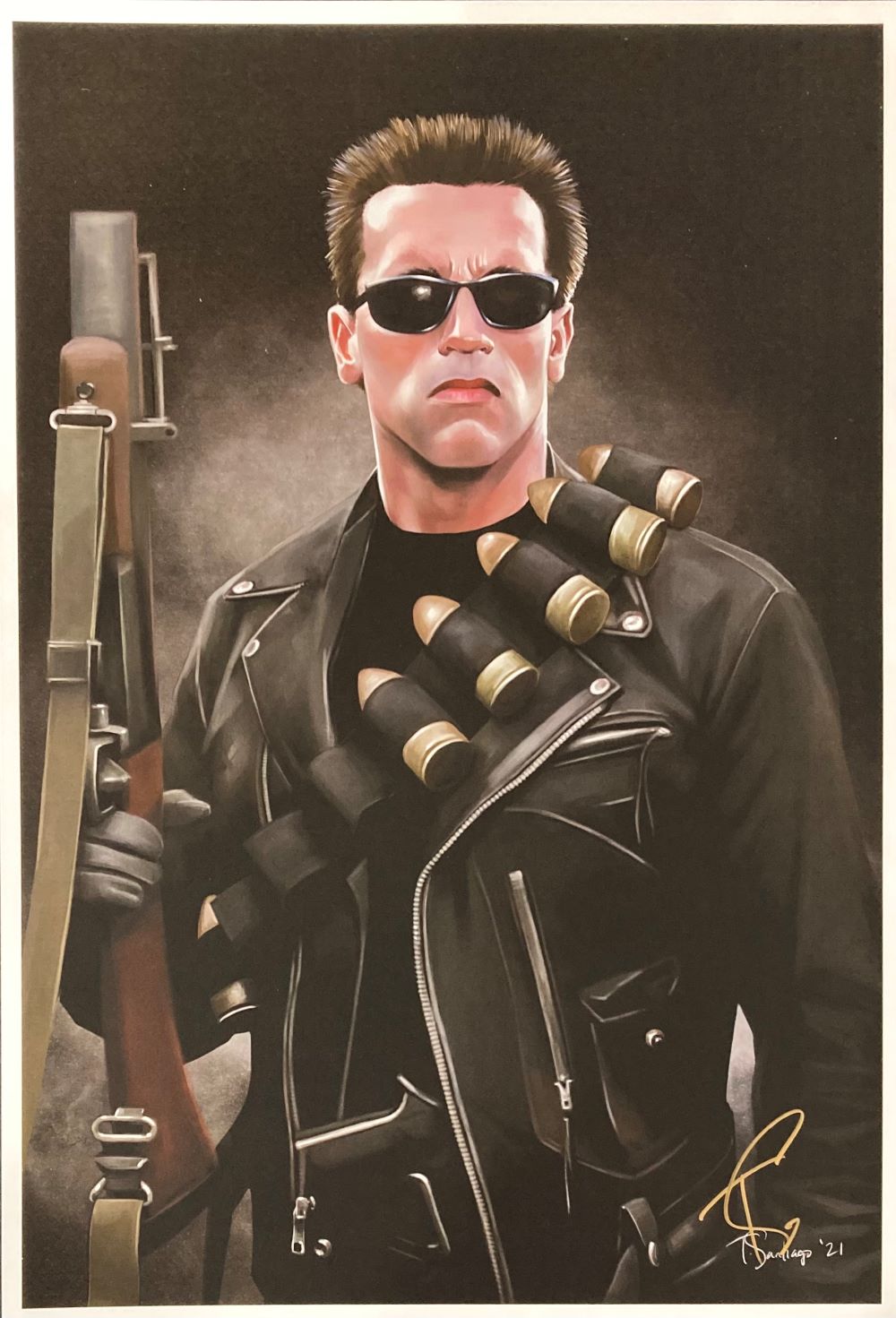 Arnold Schwarzenegger The Terminator 13x19 Signed Lithograph by Tony Santiago - Perfect for Movie Memorabilia Collectors & Home Theater Decor