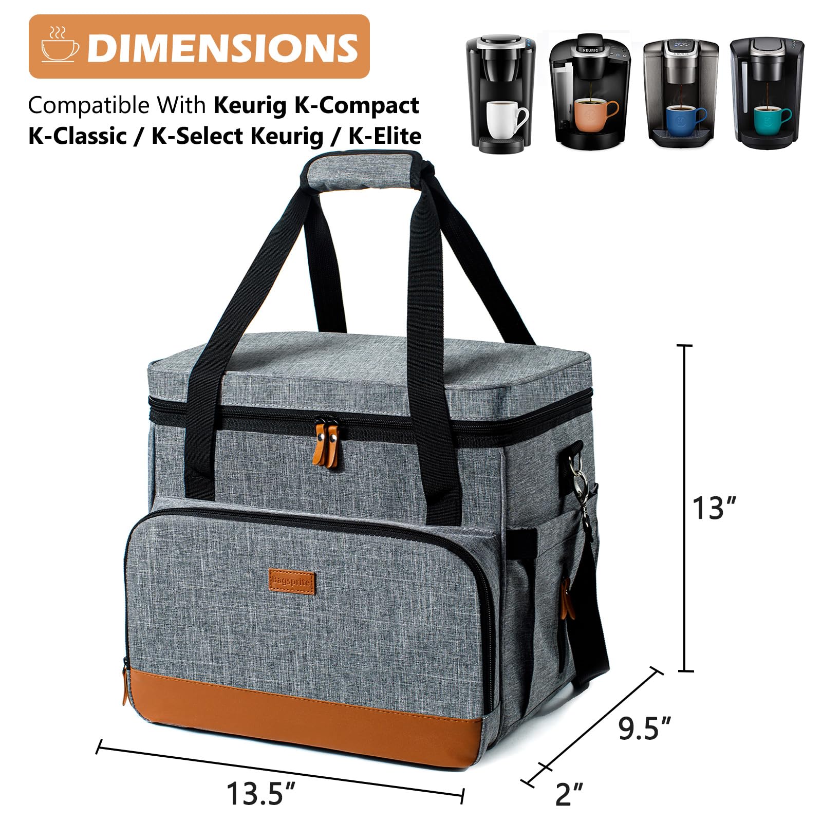 **BAGSPRITE Keurig Classic Single Serve Coffee Maker Travel Bag - Portable Carrying Case with Pockets for K-Cup Pods - Perfect for Travel, Camping & Office Use**