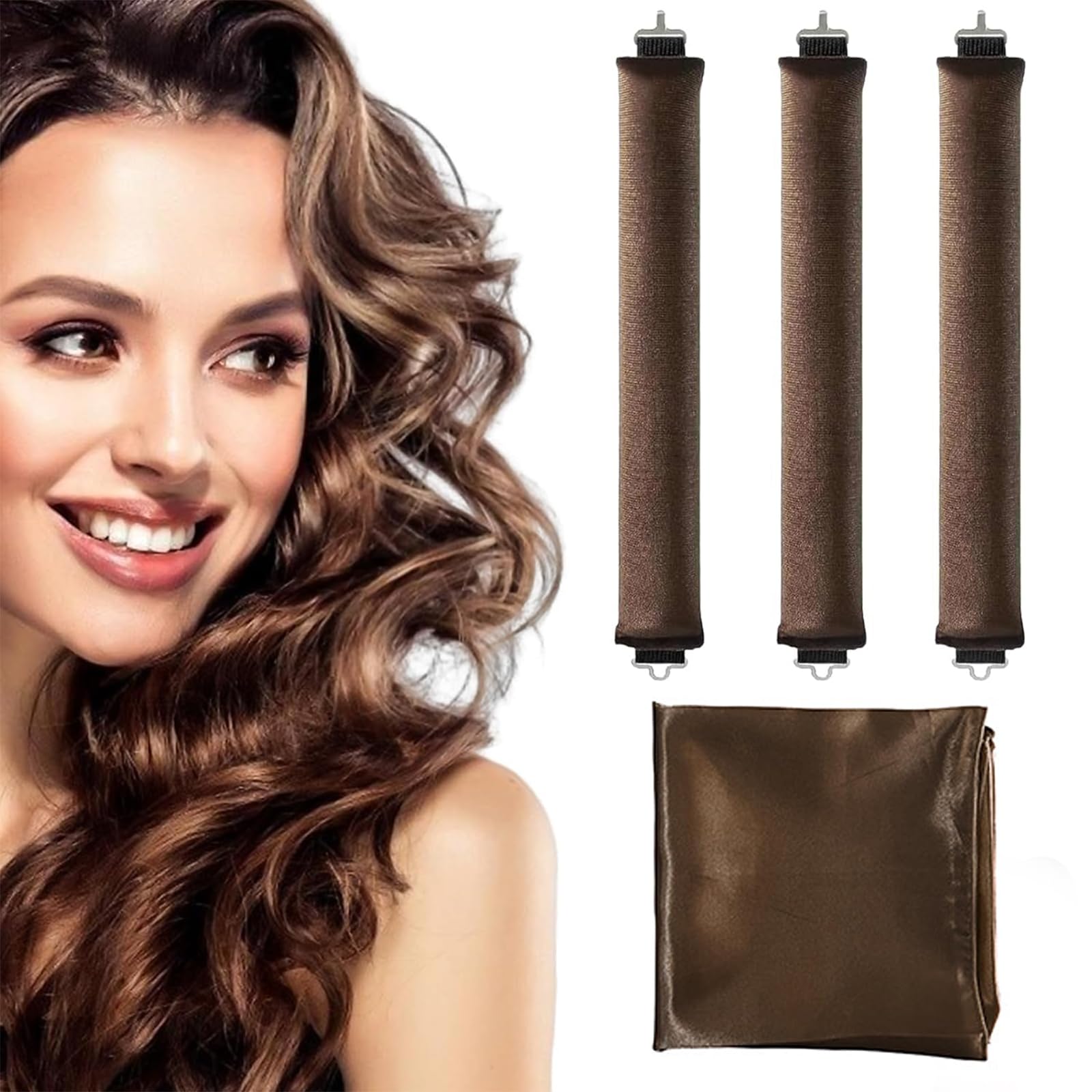 Hebterrka Heatless Hair Curlers for Women - Jumbo No Heat Sleeping Rollers with Hooks for Overnight Curls | Perfect for Bedtime Styling & Damage-Free Waves