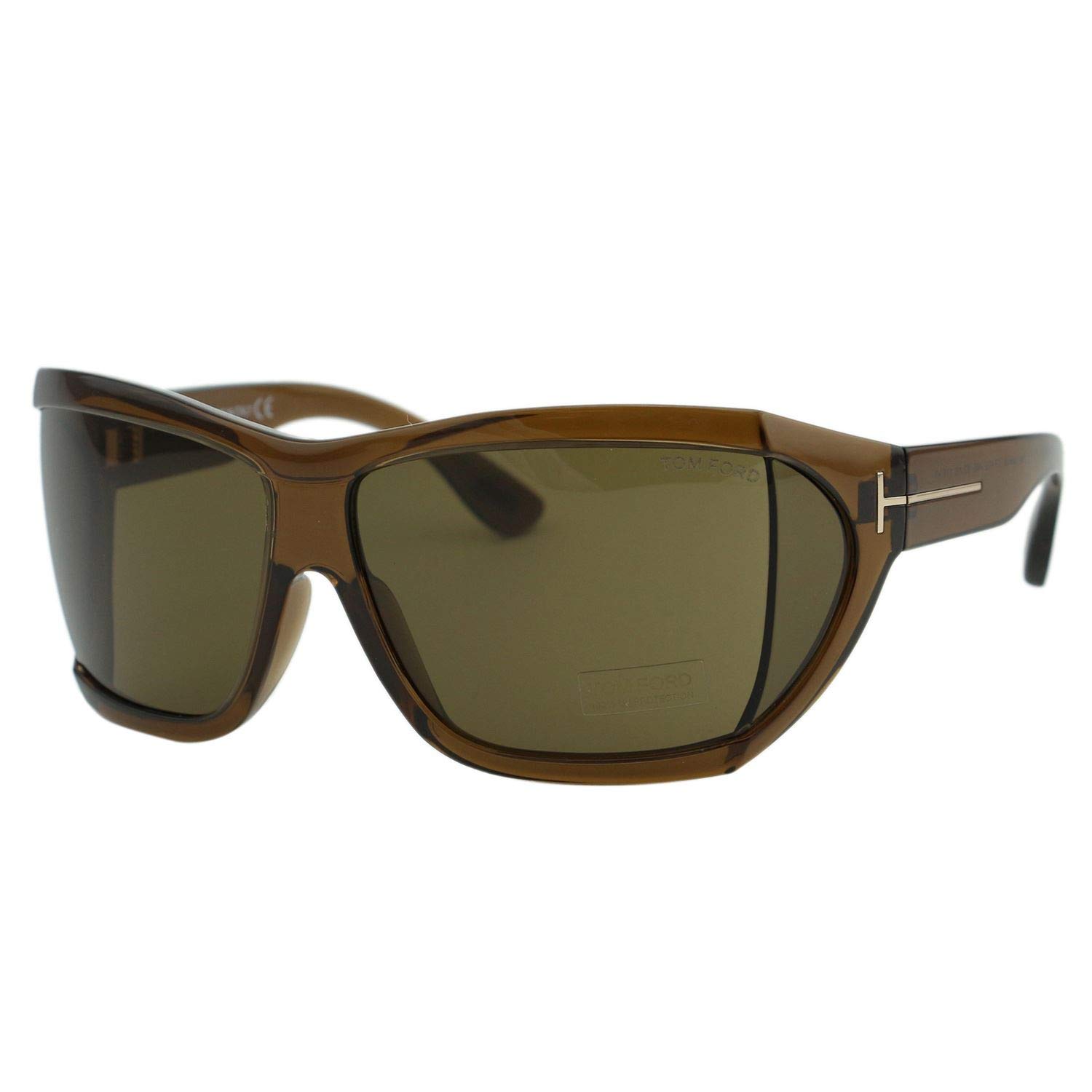 Tom Ford TF402 Sedgewick 48E Wrap Sunglasses - Transparent Brown Frame & UV Protection - Perfect for Driving, Beach, and Outdoor Activities