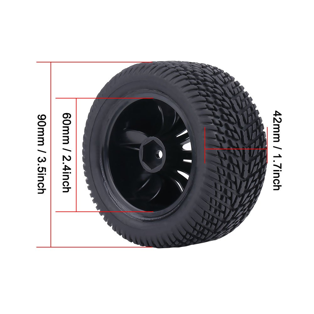 VGEBY 2Pcs 1:12 Scale RC Car Tires - Durable Rubber Off-Road Tires with Plastic Hubs for RC Racing Cars, Trucks & Deformation Models | Perfect for Outdoor Racing, Crawling & Off-Road Adventures