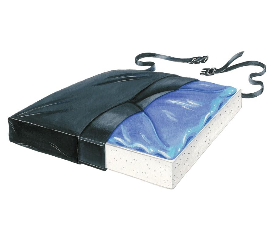 Skil-Care Gel-Foam X-Cushion Wheelchair Seat Pad - 20x16x2.5 Inches Pressure Relief Cushion with Vinyl Cover (Black, Model 751032) - Ideal for Wheelchair Users, Office Chairs & Post-Surgery Comfort