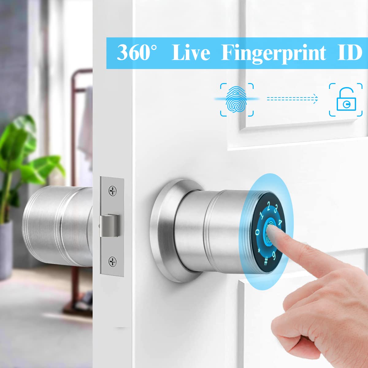 Smart Deadbolt Door Lock - Keyless Fingerprint & Touchscreen Entry, Digital Security Lock for Airbnb, Homes, Apartments, Hotels & Offices (Silver) | Secure Your Property with Advanced Biometric Technology