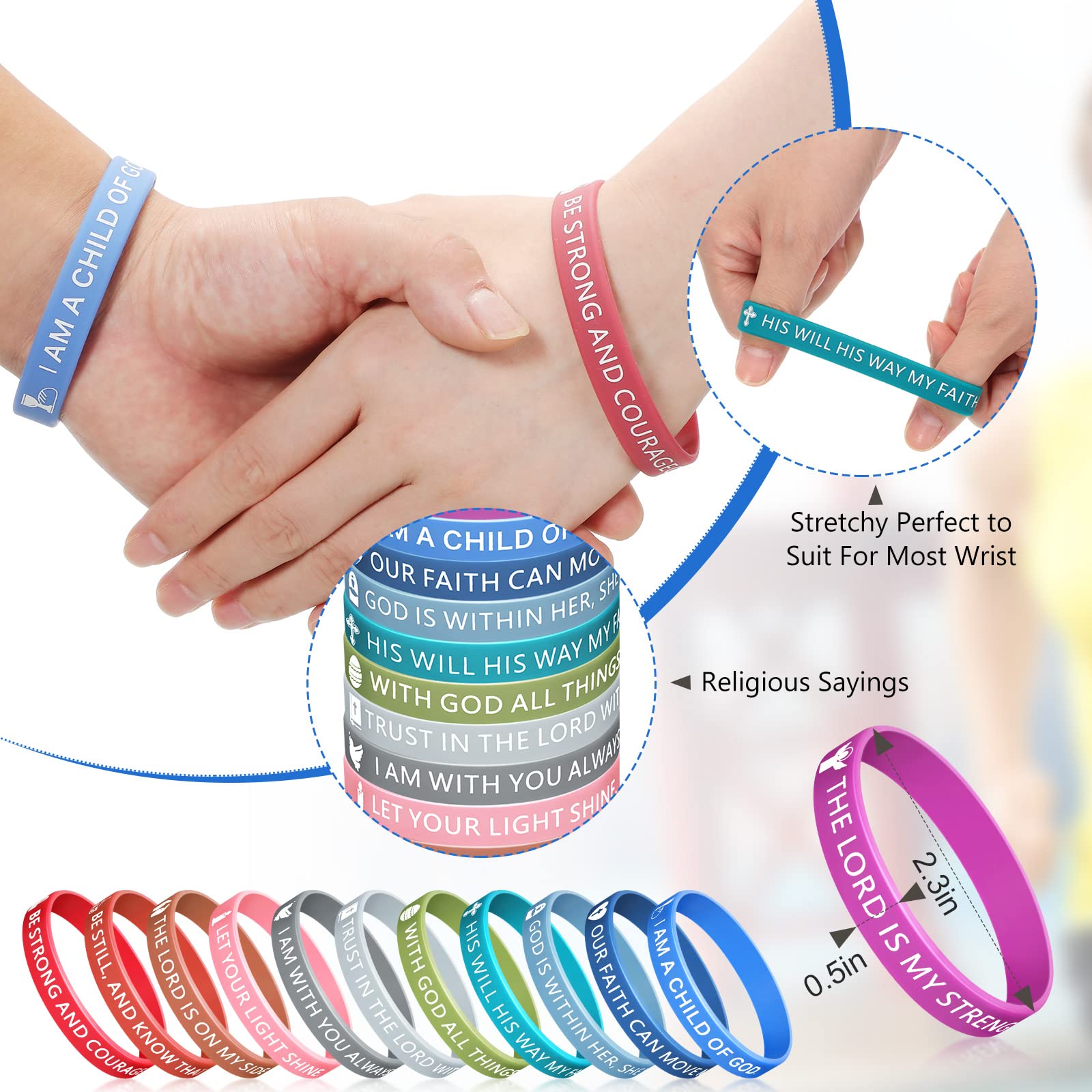 60 Pcs Christian Silicone Bracelets with Bible Verses - Inspirational Wristbands for Men, Women & Teens - Perfect for Church & Daily Wear