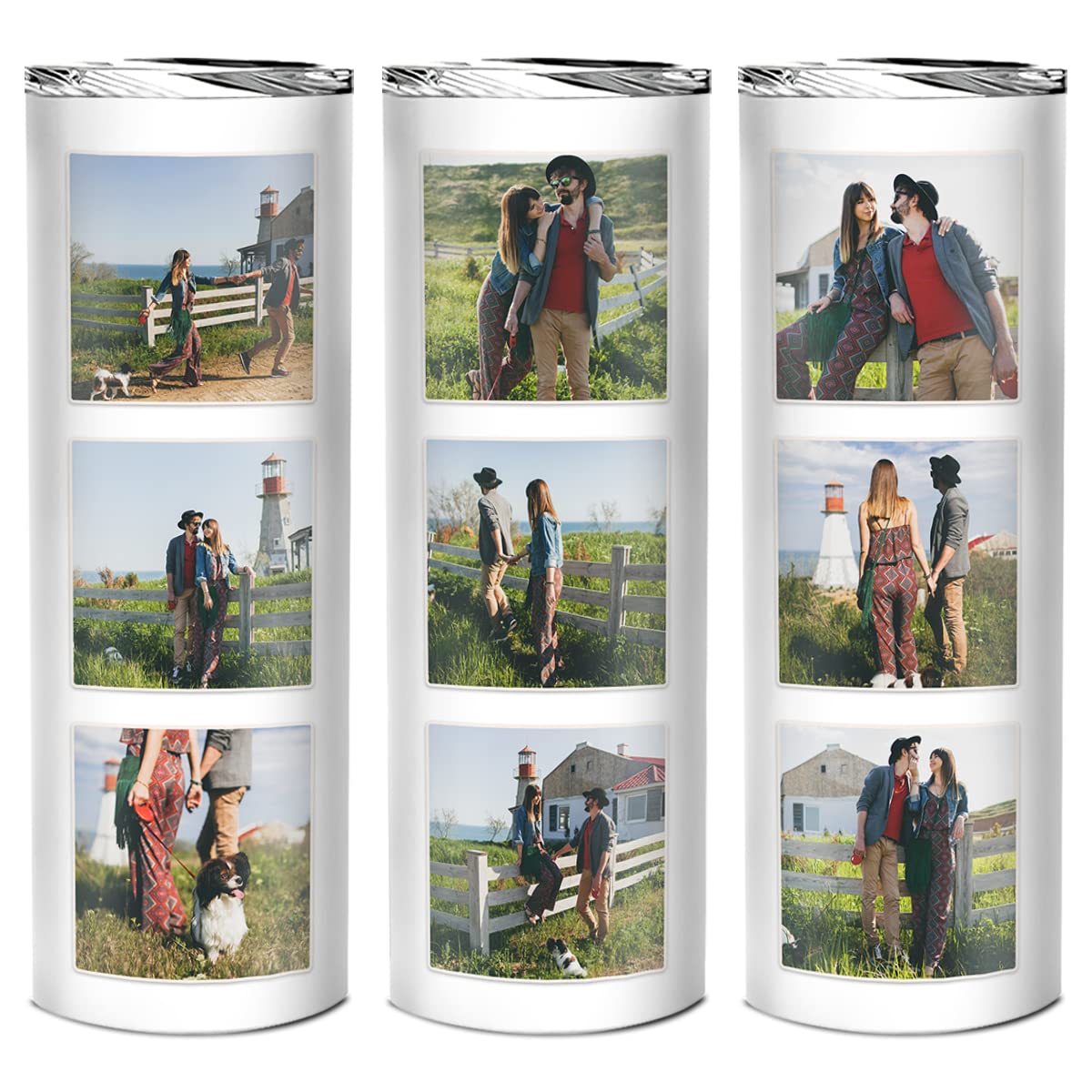 Custom 20oz Stainless Steel Skinny Tumbler with Photo & Text - Personalized Coffee Travel Mug for Birthday, Christmas Gifts | Office, Gym, Outdoor Use