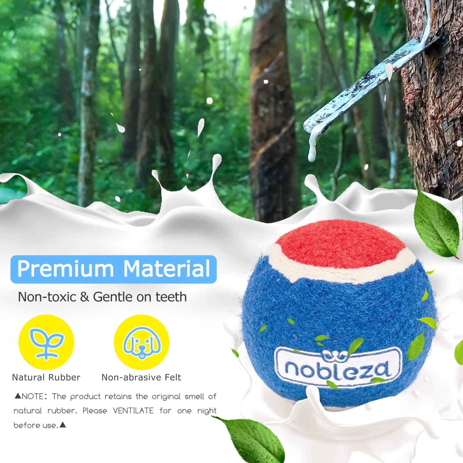 Nobleza 12 Pack Durable Natural Rubber Squeaky Tennis Balls for Dogs - Bouncy, Floatable & Interactive Dog Toys for Fetch, Training & Exercise - Perfect for Small & Medium Dogs (2.5 Inch) - Great for Backyard Play, Pool Fun & Outdoor Adventures