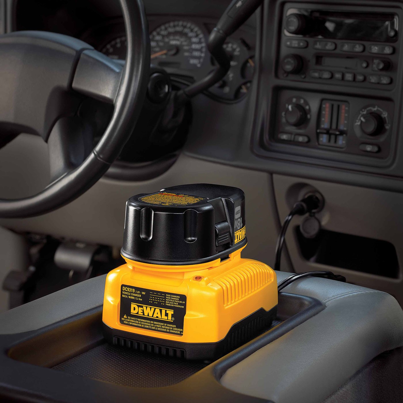 DEWALT DC9319 12V/20V MAX Vehicle Battery Charger for Cars, Trucks & SUVs - Fast Charging, Auto Shutoff & LED Indicators - Perfect for Home Garage, Road Trips & Emergency Power