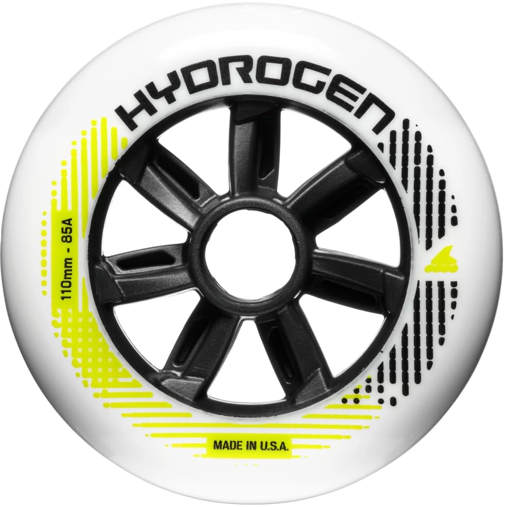 Rollerblade Hydrogen Wheels 110mm 85A 6 Pack - High Performance Inline Skate Wheels for Speed, Durability & Smooth Ride - Perfect for Outdoor Skating, Fitness & Aggressive Inline Skating