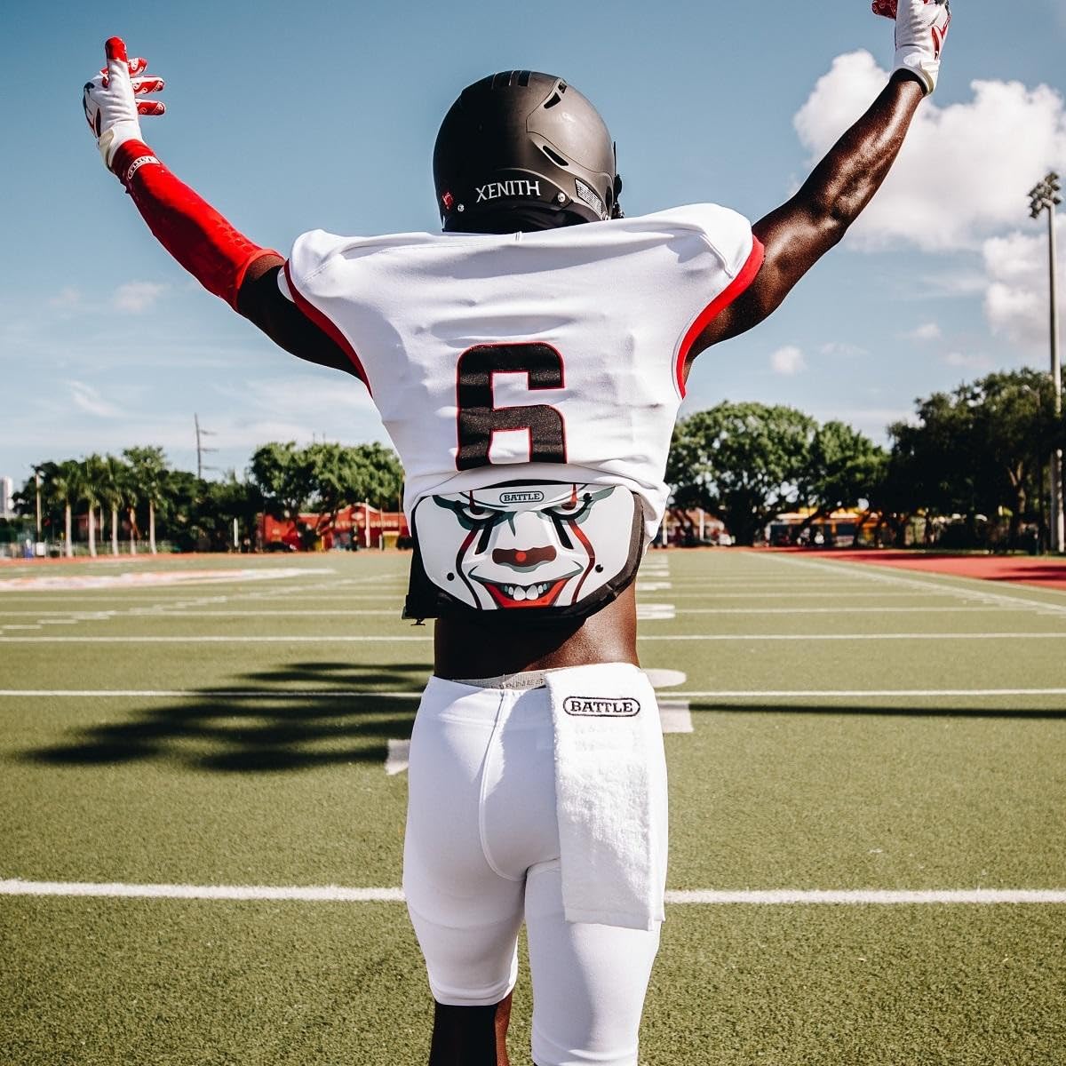 Battle Sports Novelty Football Back Plate - Lower Back Protector with Hard Shell & Contoured Foam for Youth, Kids & Adults - Perfect for Football Training, Games & Safety Protection
