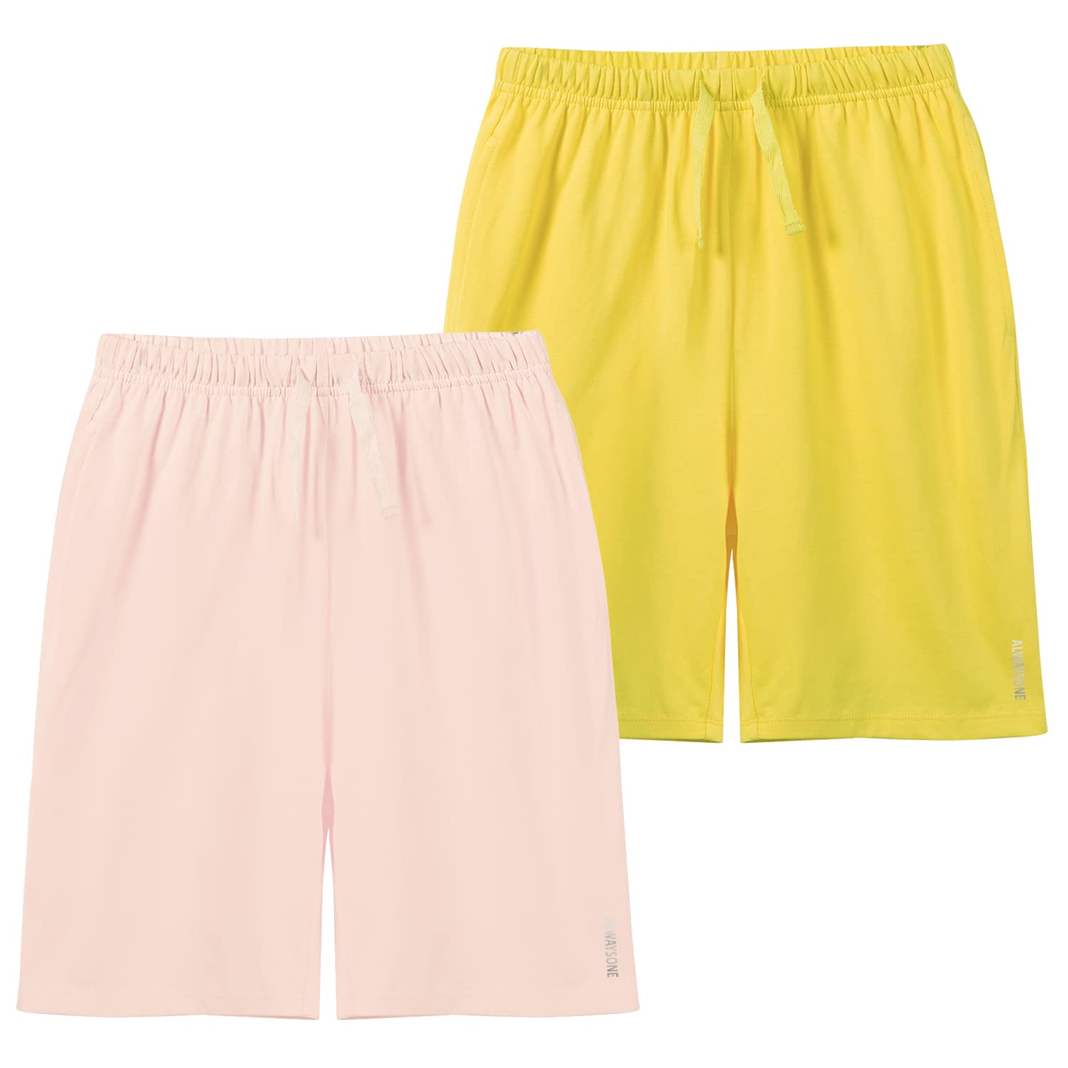 ALWAYSONE Kids Cotton Sweat Sport Shorts with Drawstring - Soft Jersey Athletic Shorts for Boys & Girls Ages 3-12 - Perfect for Playtime, Sports & Casual Wear