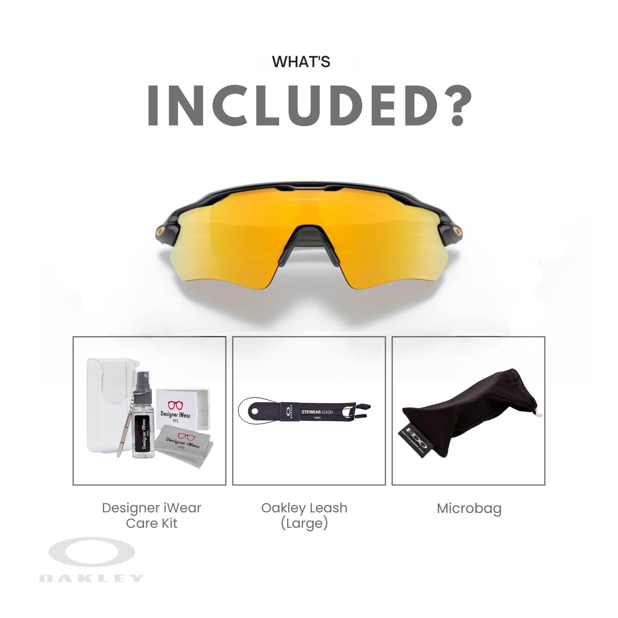 Oakley Radar EV Path OO9208 9208C9 38mm Polished Black/Prizm 24K Polarized Sunglasses for Men – Includes Accessory Leash Kit & iWear Eyewear Kit – Perfect for Running, Cycling & Outdoor Sports