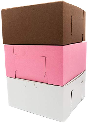 Eco-Friendly 8x8x4 Inch Recycled Pink Kraft Cake Box with 8 Inch Round Cake Boards (10-Pack, Front Loading) – Perfect for Bakeries, Wedding Cakes & Gift Packaging