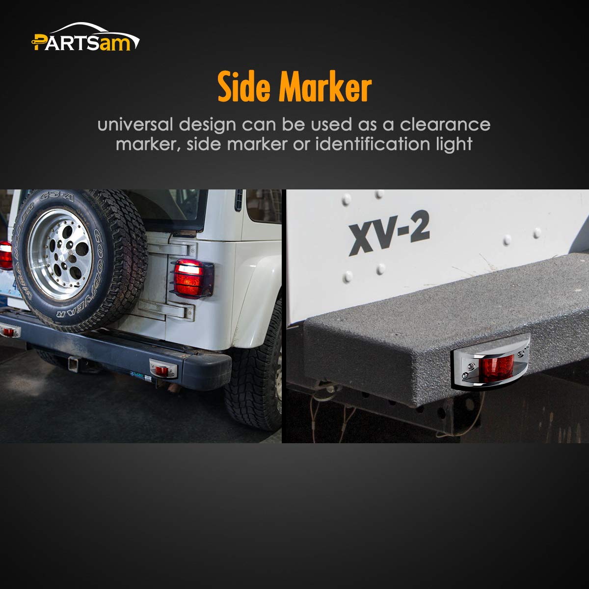 Partsam 6-Pack Red Rectangular 4-4/5